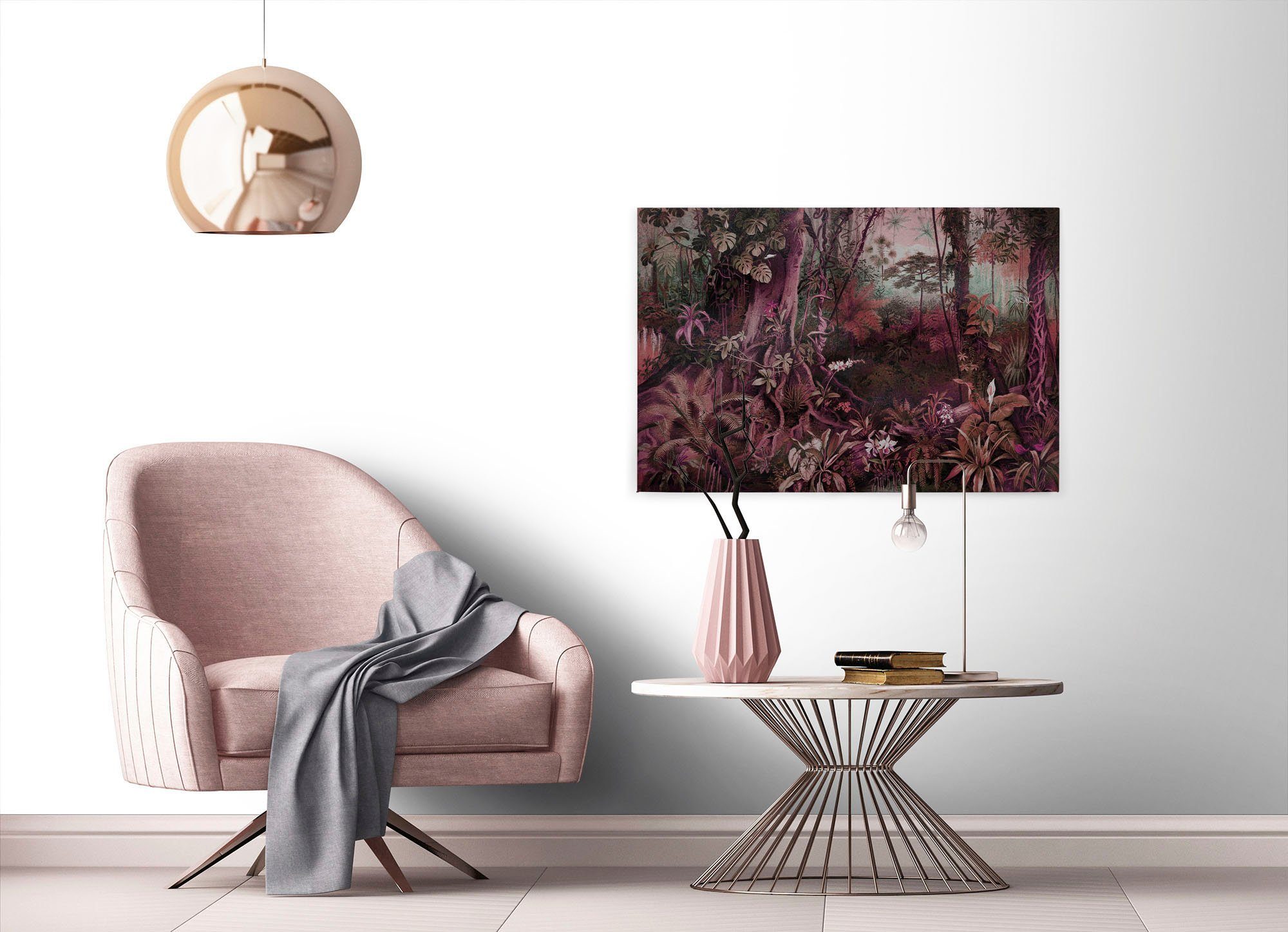St), rosa Bild jungle, A.S. Dschungel rot, Leinwandbild Keilrahmen Wald pink, (1 Création