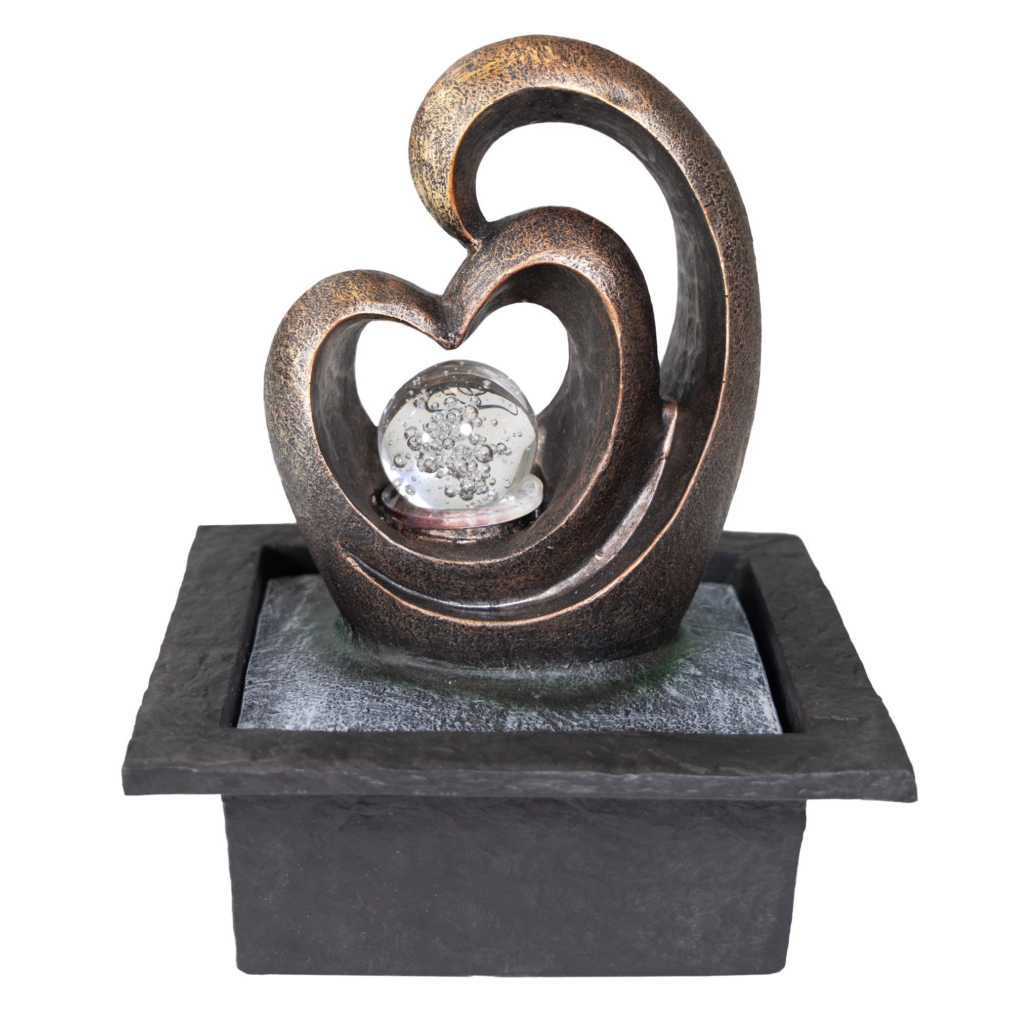 Lemodo Zimmerbrunnen Zimmerbrunnen Herzform mit rotierender Glaskugel, 21,5 günstig online kaufen