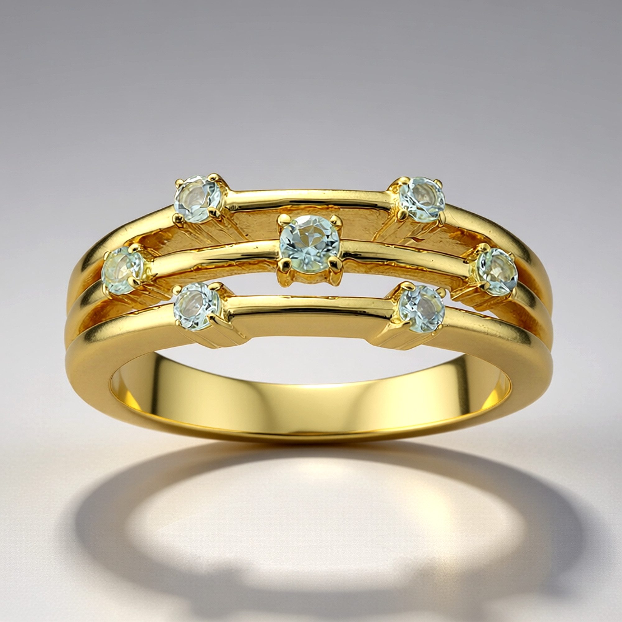 Cavill Goldring 9 Karat Gelbgold Ring mit 0,20 ct mintgrünem Beryll, Echtschmuck (1-tlg)