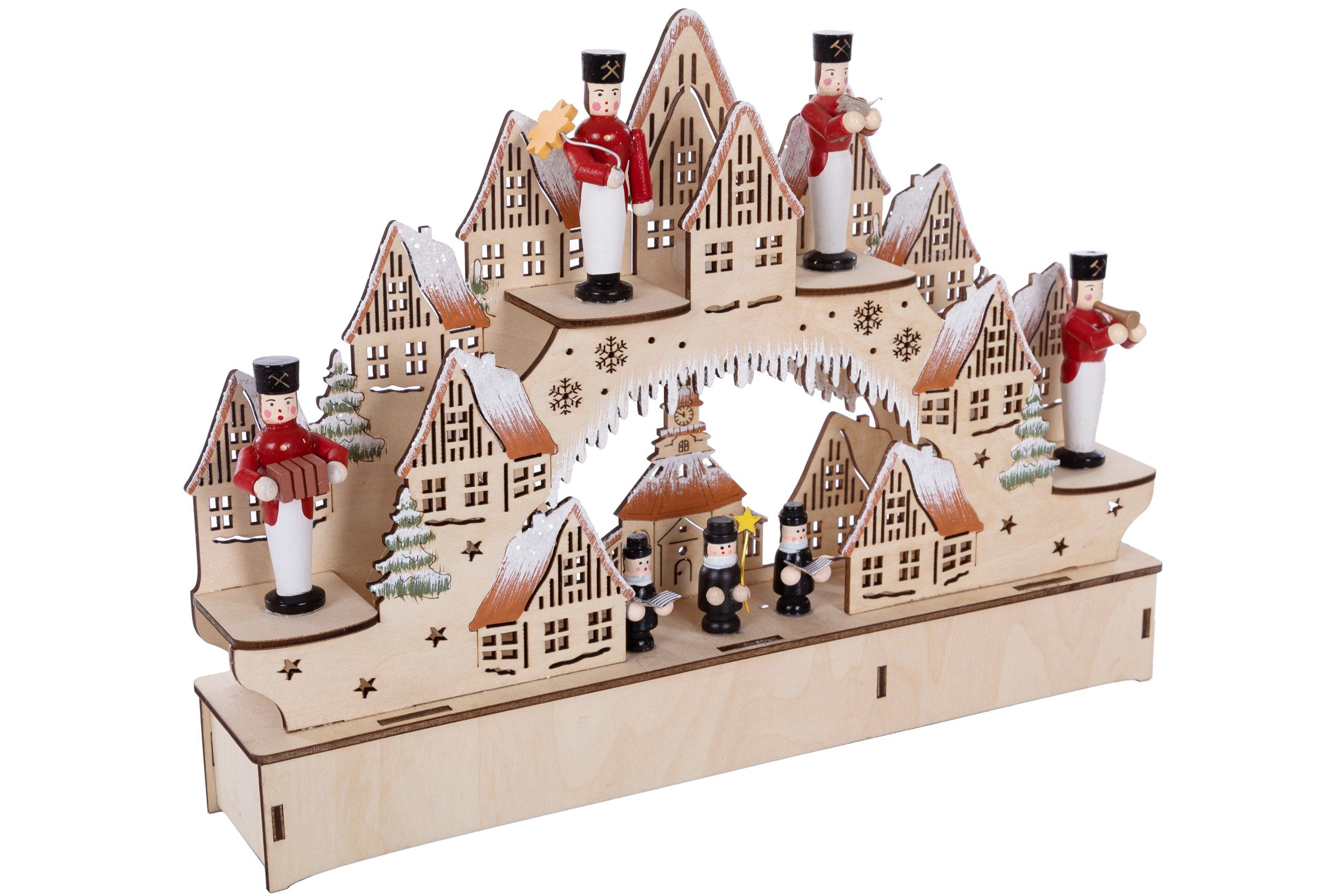 Wohnando Weihnachtsdorf Niedliche Dekoration aus Holz mit kleinem Winterdorf zu Weihnachten