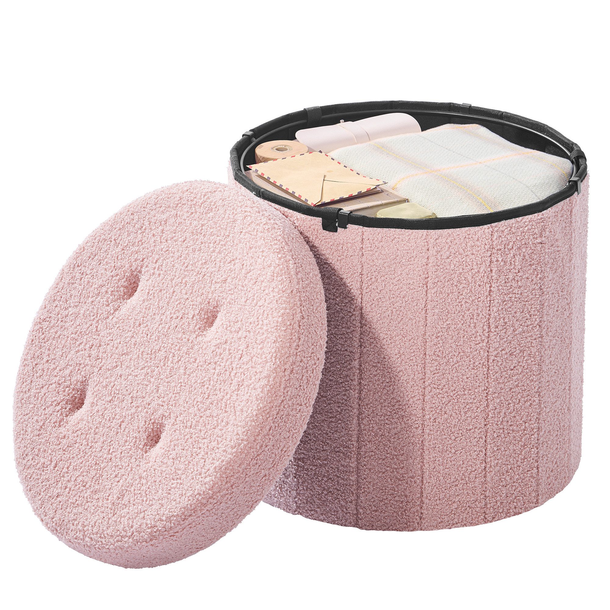 SONGMICS Sitzhocker, mit Stauraum, faltbar, Fleece, günstig online kaufen