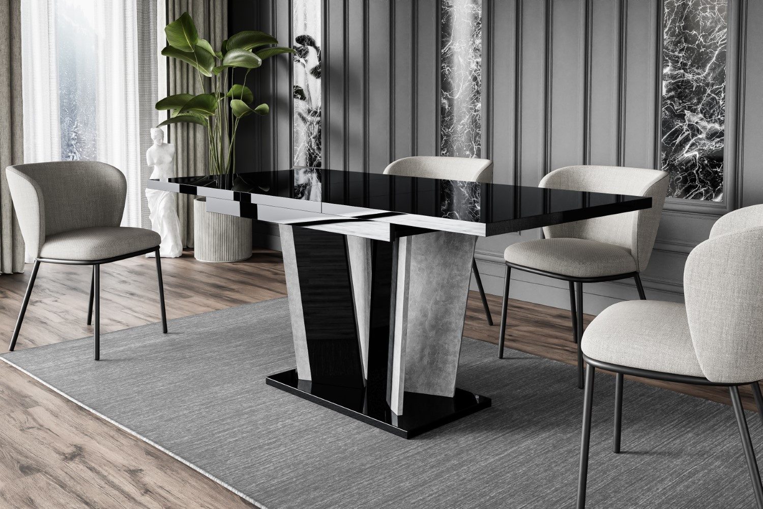 ALTDECOR Esstisch BRIO2 (Esstisch ausziehbar, Esszimmertische, Tisch Wohnzimmertisch), Esszimmertisch ausziehbar 120 - 160 x 80 x 75 cm