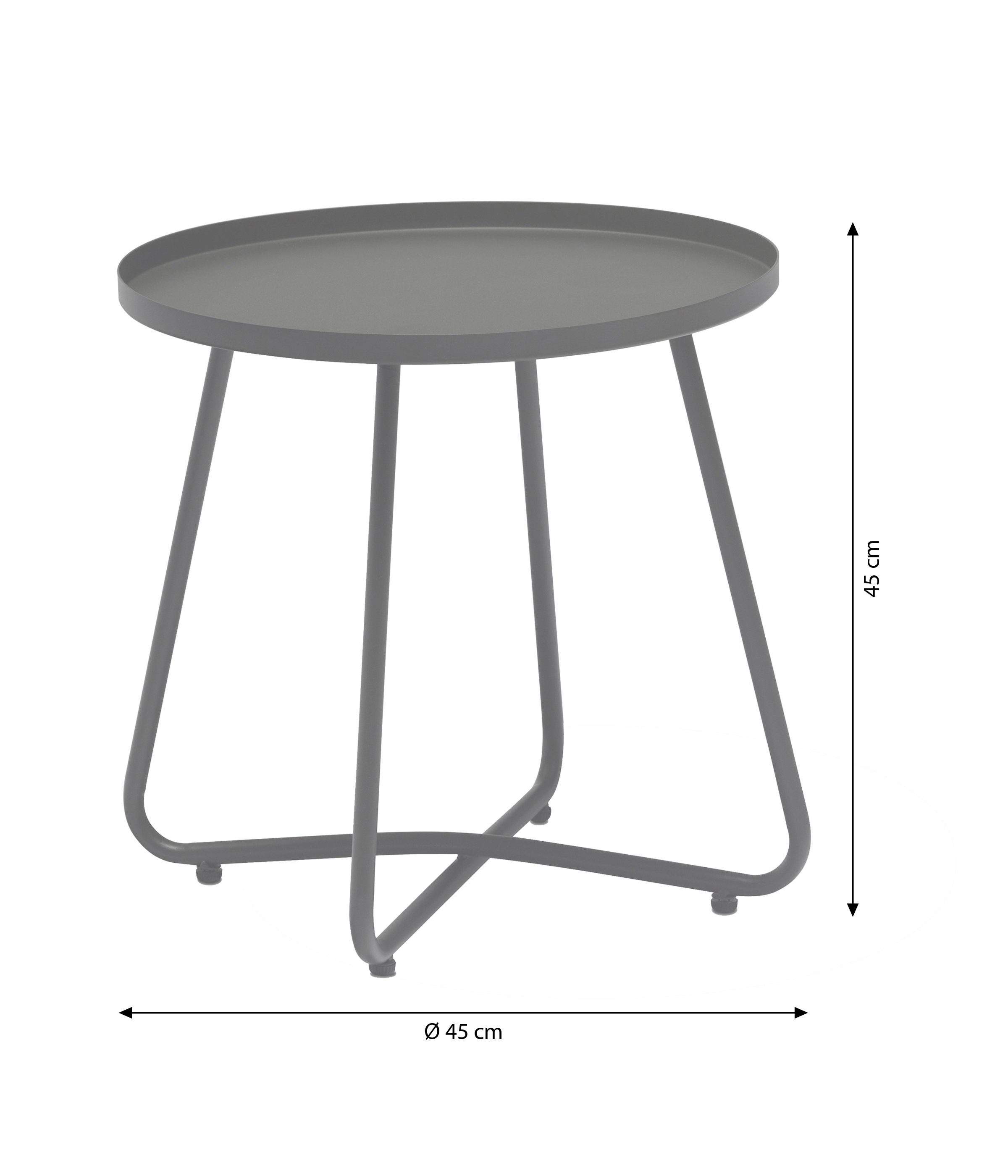 Dehner Gartentisch Ibiza ca. Ø 45 cm Höhe ca. 45 cm pulverbeschichtet, Material aus robustem Stahl