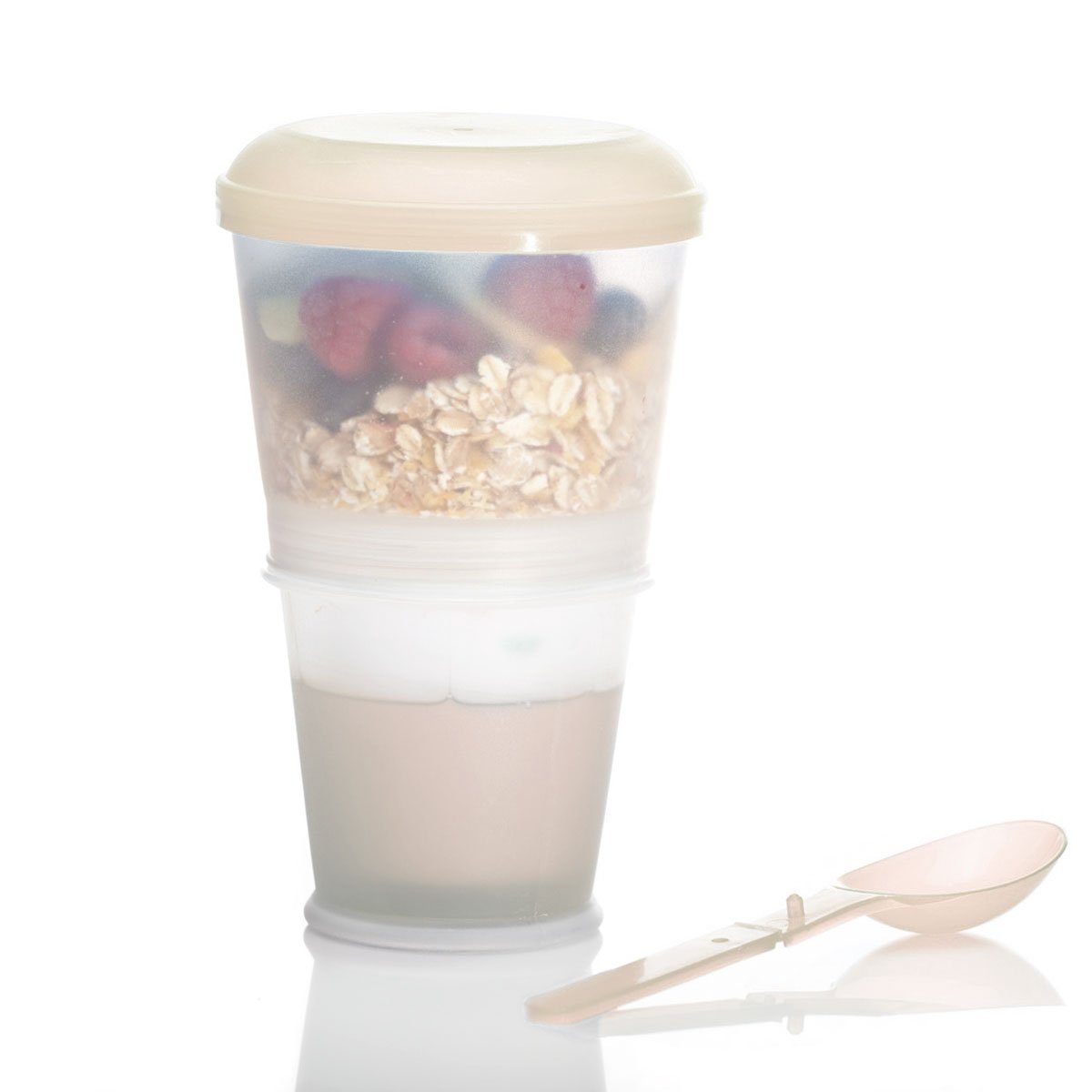 Joghurt 2-Go Müslibecher, Goods+Gadgets Müsli to-Go & Reise-Becher Klapp-Löffel), Aufbewahrungsbecher (Milchkühlfach Rot