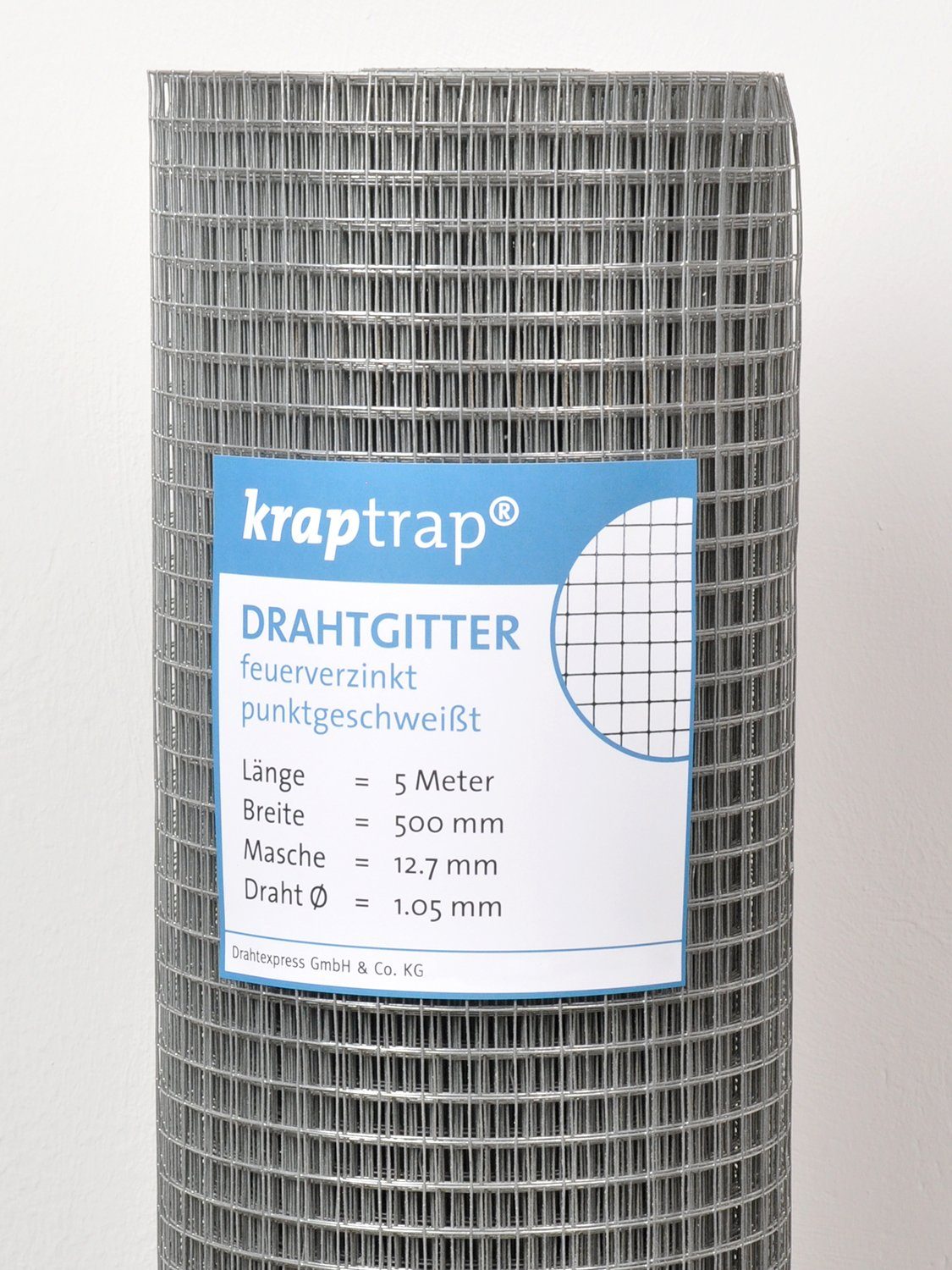 Kraptrap® Voliere Volierendraht Drahtgitter I Käfigdraht Schweißgitter I 12x12mm I 1,05mm stark Drahtzaun Maschendraht