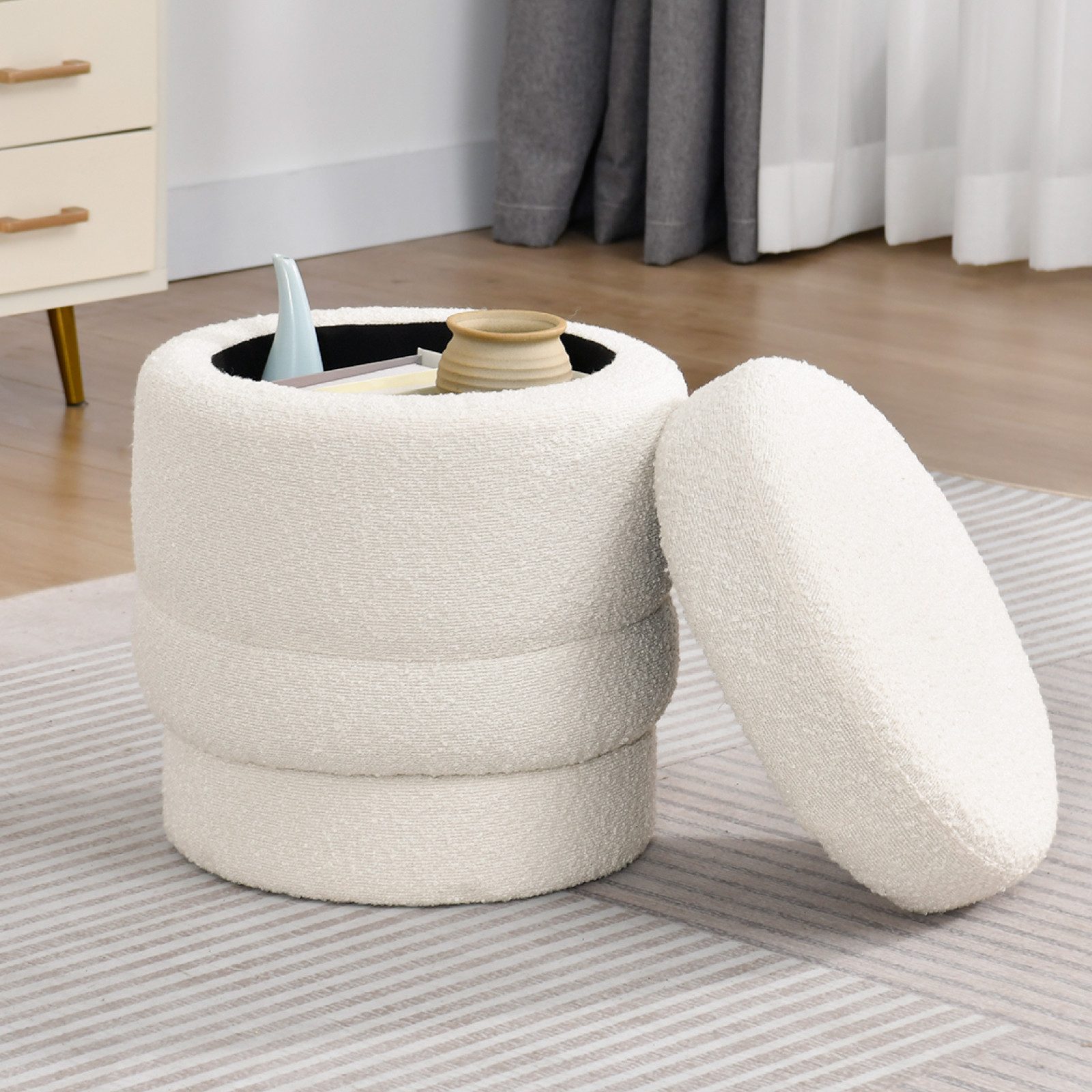 Duhome Hocker (9268B1), Runder Polsterhocker mit Stauraum, drehbar günstig online kaufen