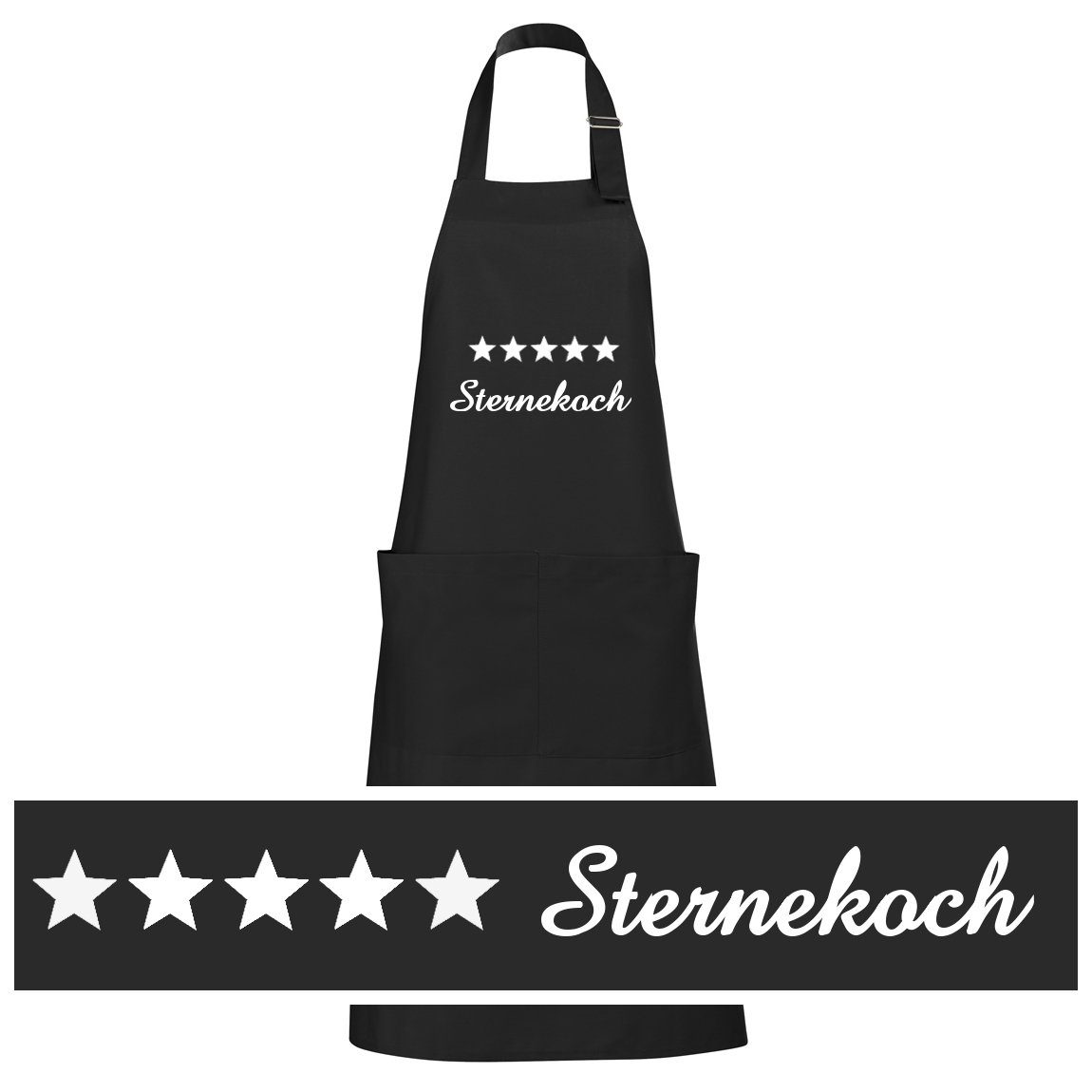 Schnoschi Kochschürze Hochwertige Küchenschürze mit fünf Sternekoch bestick günstig online kaufen