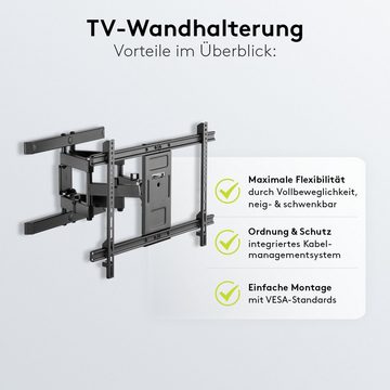 Goobay TV Wandhalter Pro FULLMOTION TV-Wandhalterung, (bis 70,00 Zoll, inkl. Zubehör, 15° neigbar / 60° schwenkbar / 60 kg Traglast / Schwarz)