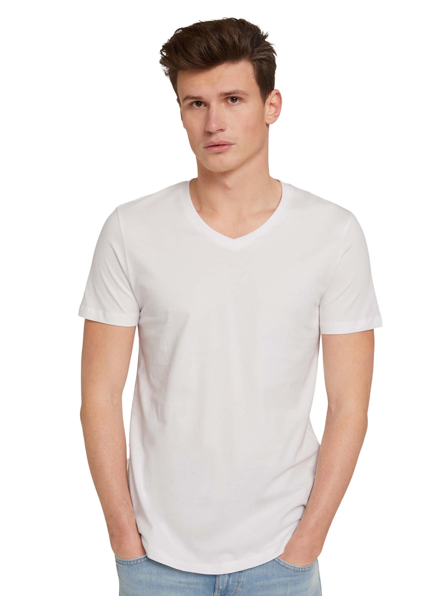 Set 5553 TAILOR Basic T-Shirt Weiß-2 TOM (2-tlg) in 2-er T-Shirt