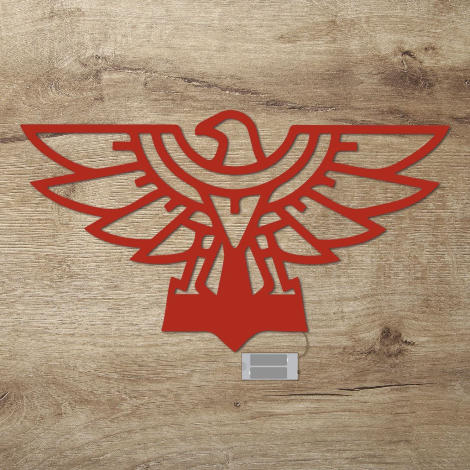 LED Namofactur LED Dekolicht Vogel Adler integriert, Warmweiß Deko, Holz Wand Rot fest