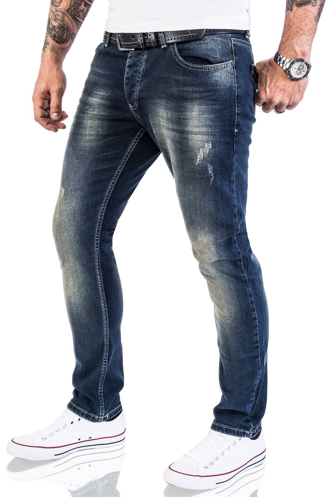 Rock Creek Slim-fit-Jeans Herren Jeans Slim Fit Blau M21