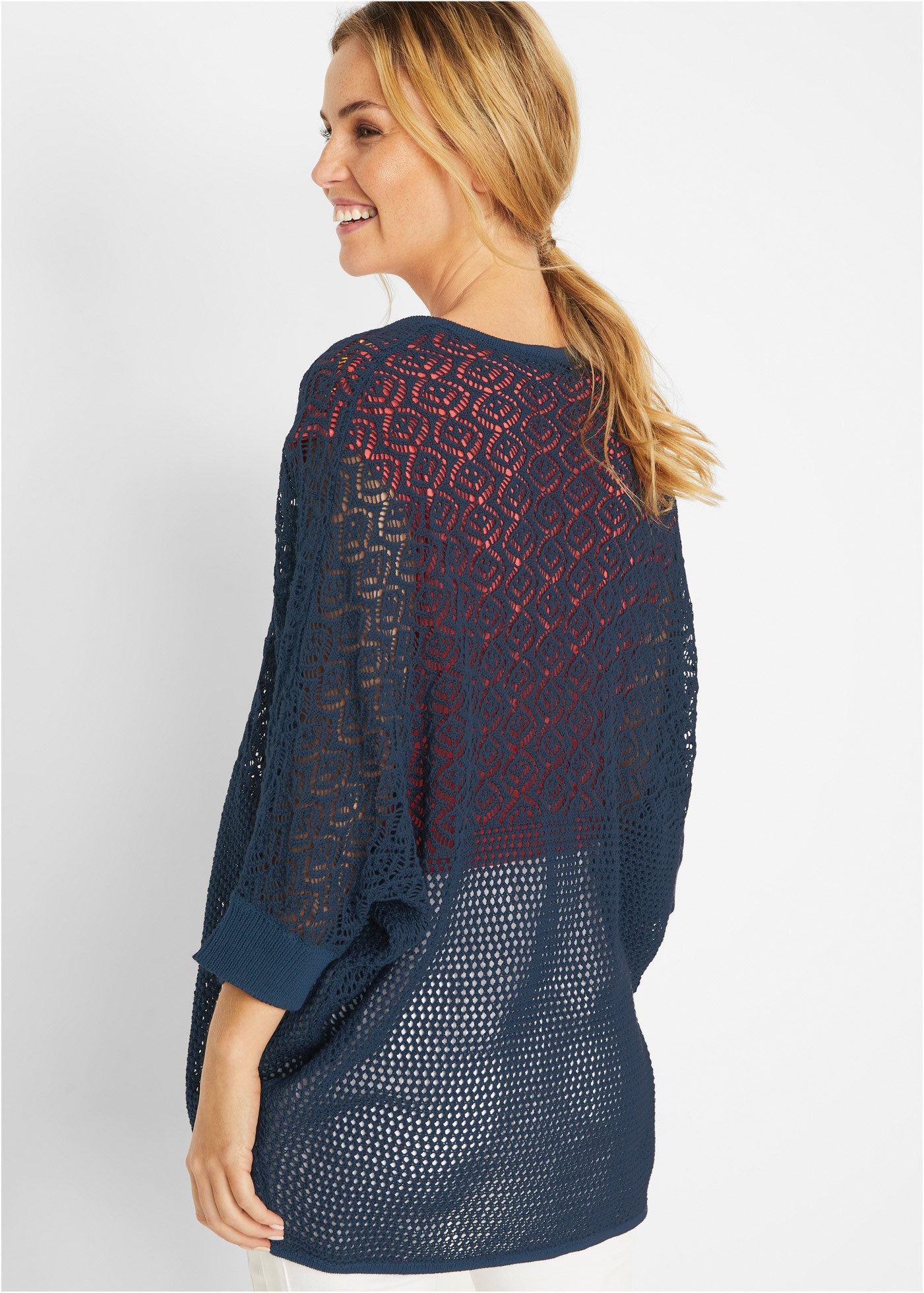 bonprix Longstrickjacke Longstrickjacke mit Lochmuster günstig online kaufen