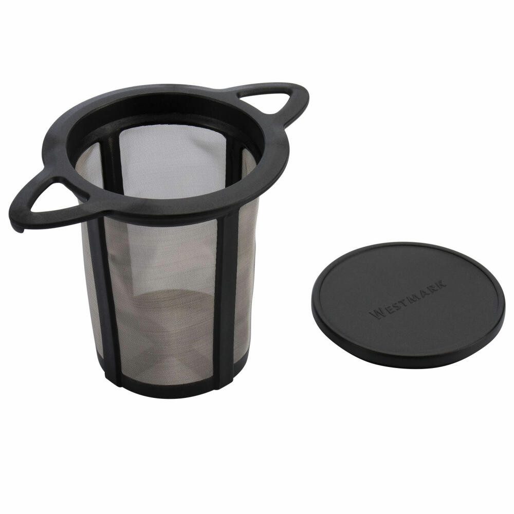 WESTMARK Teesieb mit Deckel/Abtropfschale, Teatime, Dauerfilter/Teefilter/Dripper, PP, Edelstahl, spülmaschinengeeignet, BPA-frei, rostfrei