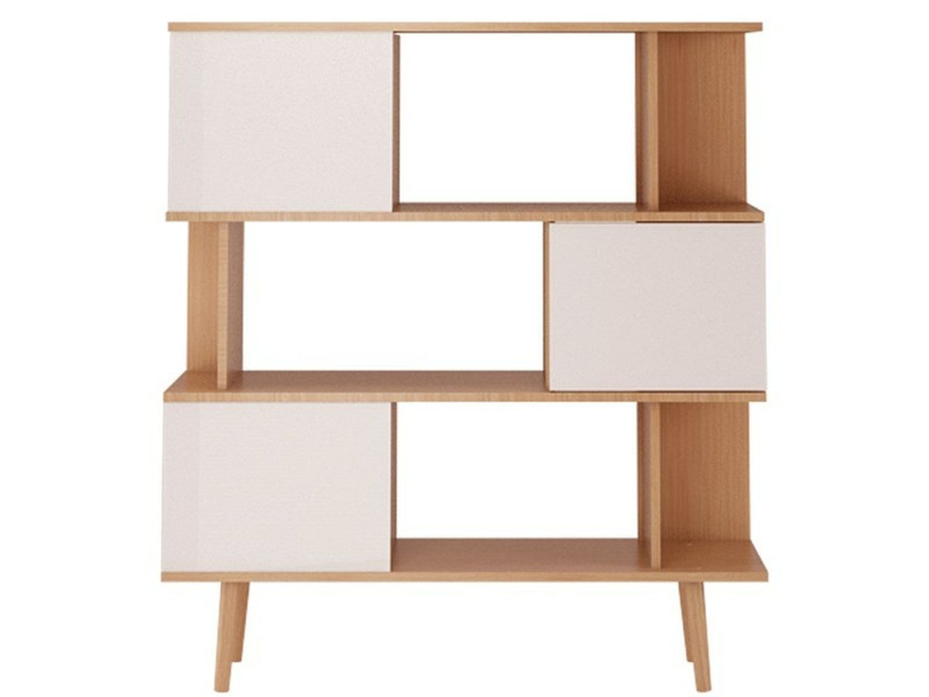 freiraum Bücherregal Sundsvall, Sundsvall> 120x130 cm in Eiche-Optik mit 3 Türen, Weiß