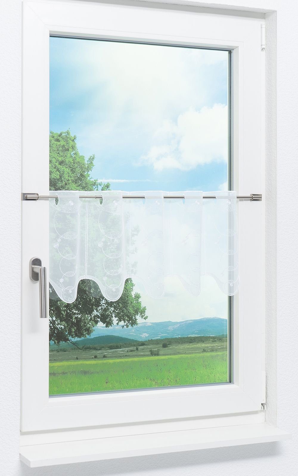 Spitze®, St), Scheibengardine (1 transparent, HxB Seifenblasen, Plauener 30x48cm