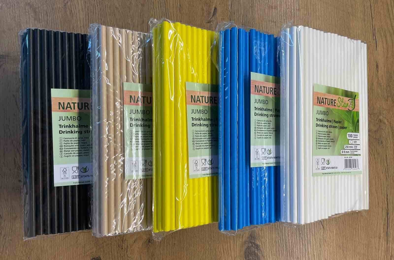 LUXENTU Trinkhalme Jumbo Papier-Trinkhalme 20 cm 100er Set, (100-tlg)