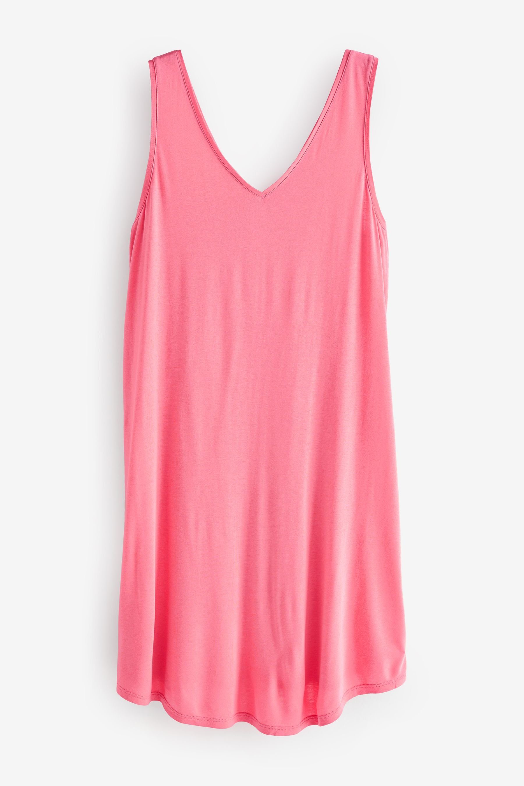 Next Jerseykleid Lässiges Kleid mit V-Ausschnitt (1-tlg) Pink