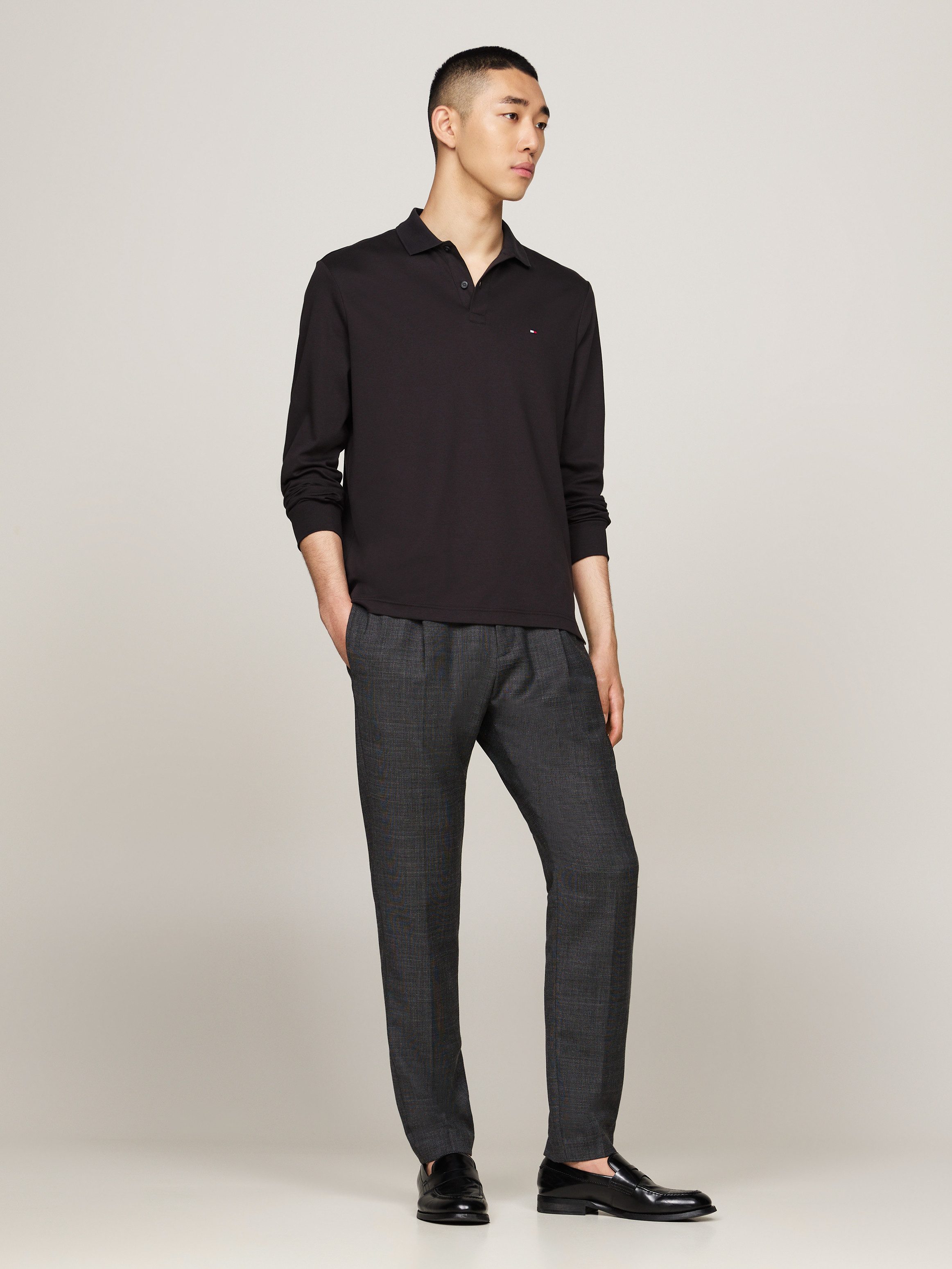 Tommy Hilfiger Langarm-Poloshirt L/S LIQUID COTTON REG POLO mit Jersey und Markenlabel unifarben, casual, regular fit, Baumwolle, Polokragen