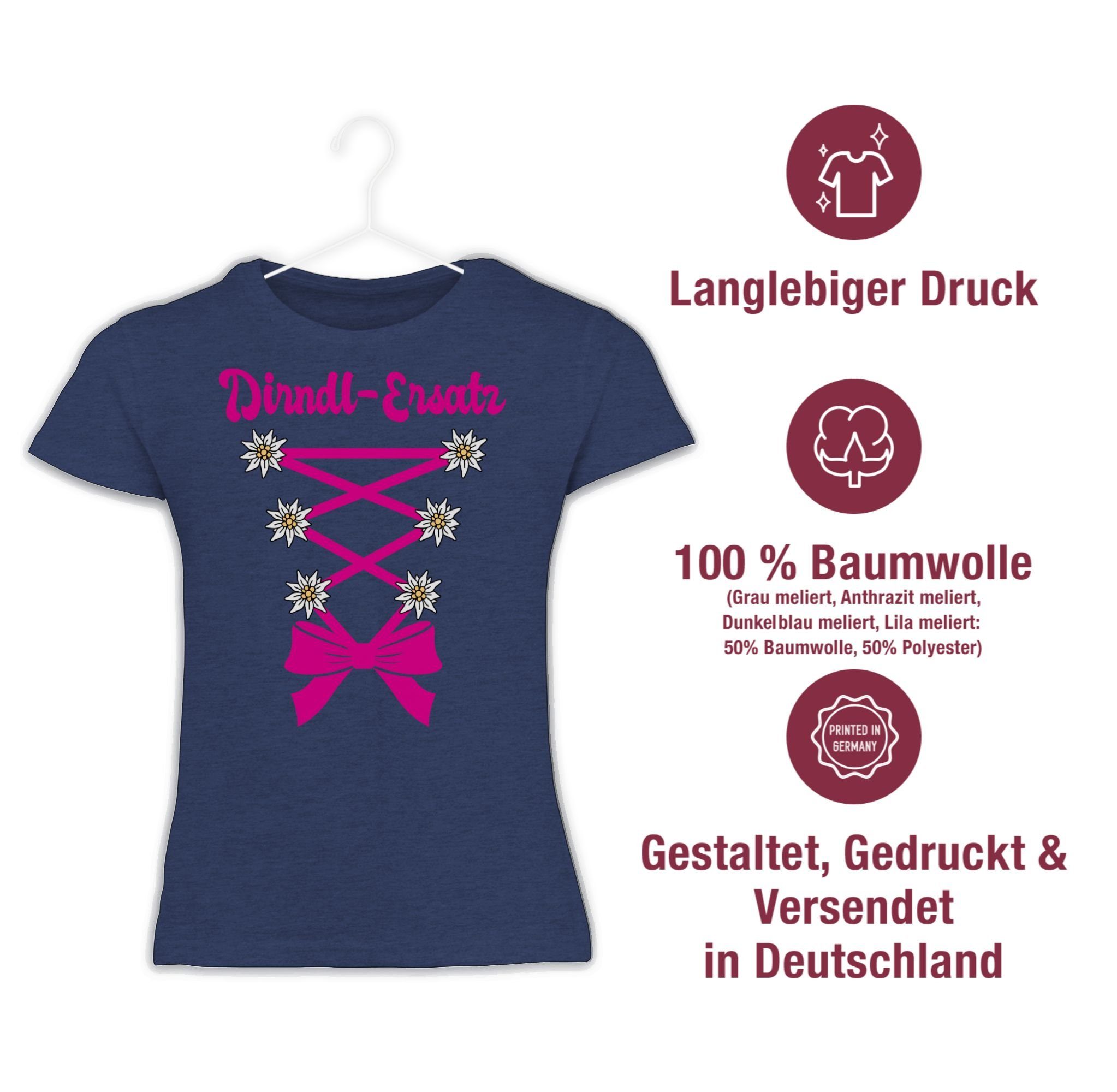 T-Shirt Outfit Korsage Shirtracer Dirndl-Ersatz Oktoberfest Kinder Mode für Meliert Dunkelblau - fuchsia 1