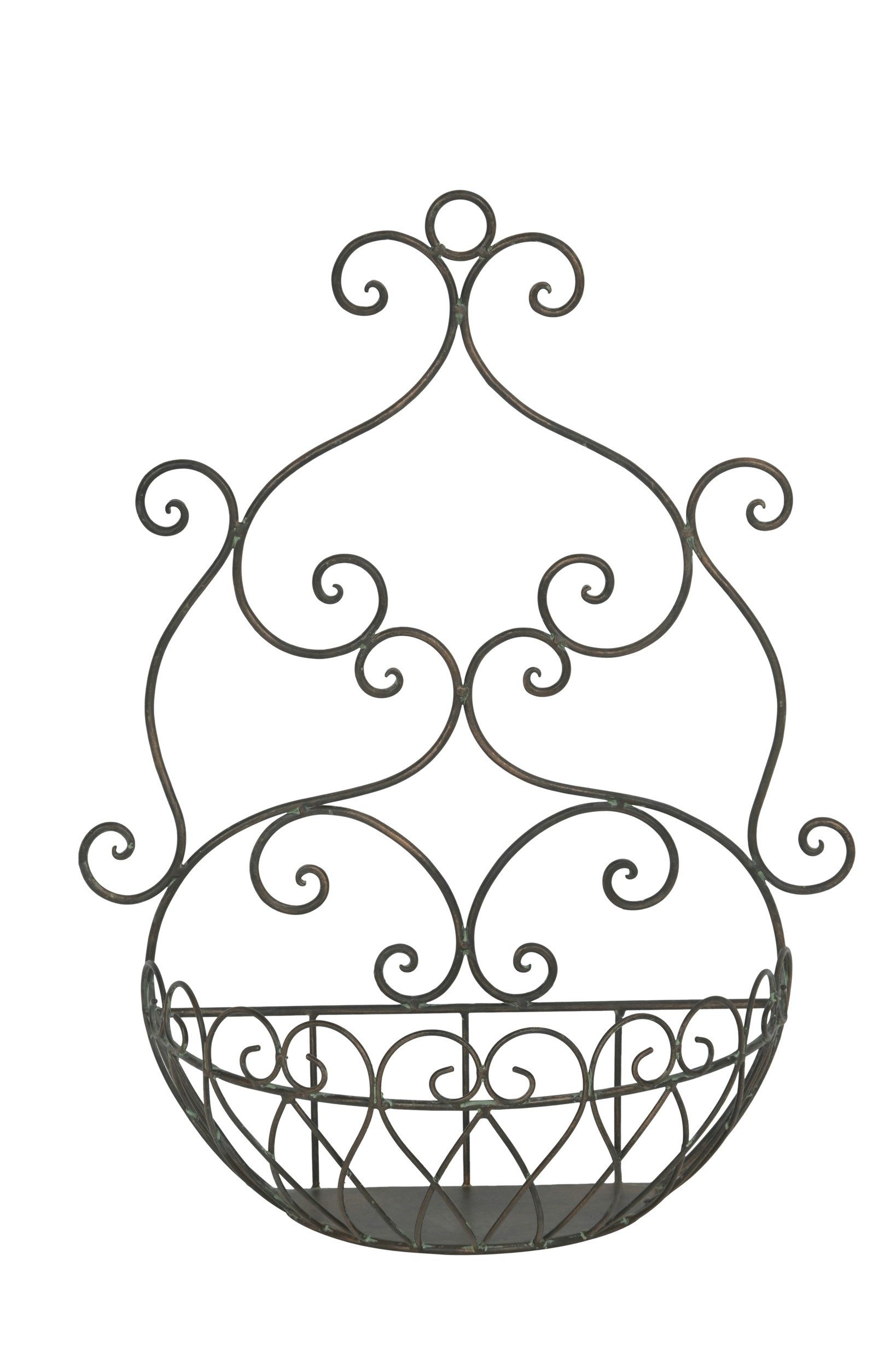 finehomegarden Blumenkasten Wandkorb Metall Vintage braun 41x17xm H53cm Dekorativer Pflanzkorb (1 St), für die Wand für Garten, Terrasse & Veranda