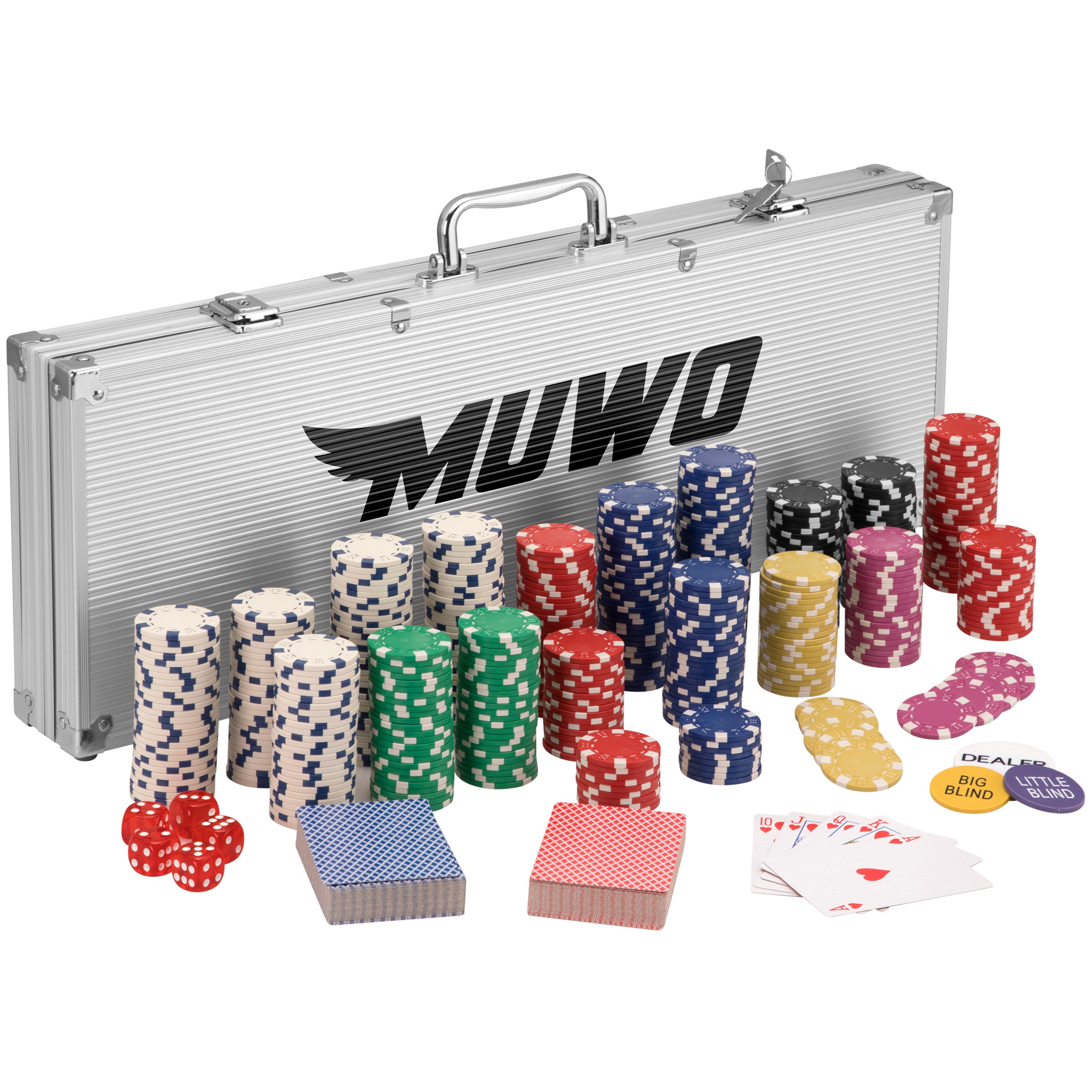 MUWO Spielesammlung MUWO "All In" Pokerkoffer-Set mit 300/500 Chips