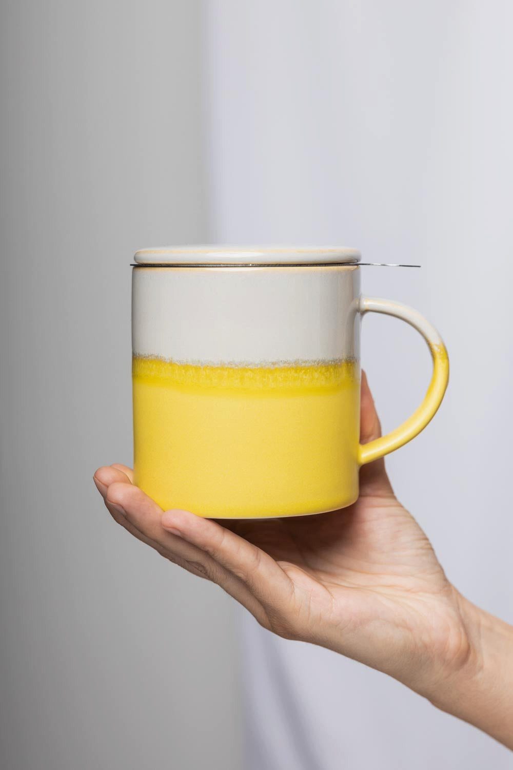 Tranquillo Tasse Tasse mit Teesieb INDUSTRIAL 410 ml gelb