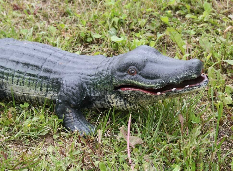 Aubaho Krokodil Skulptur Garten Gusseisen Alligator Gartenfigur Teich Figur A Gartenfigur