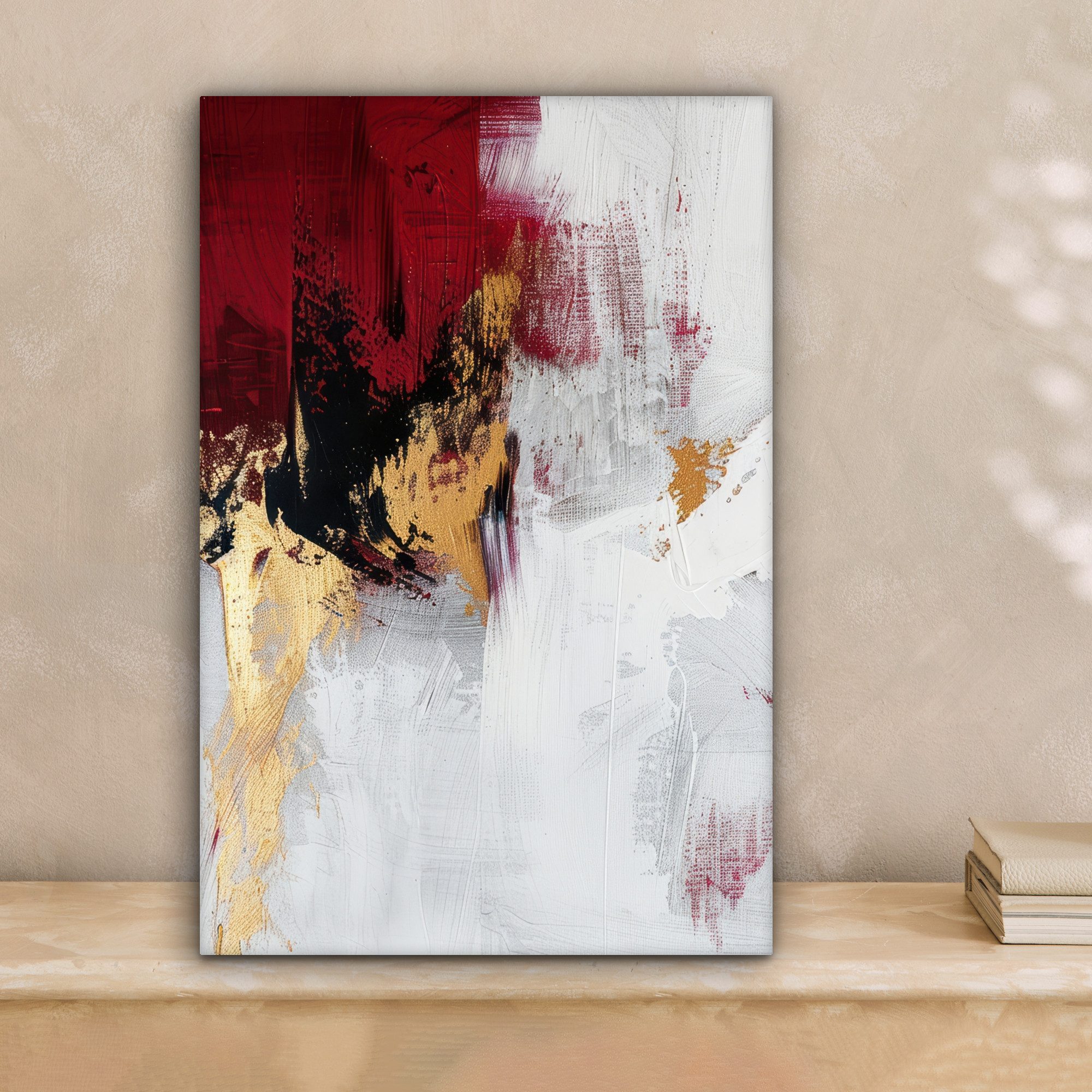 OneMillionCanvasses® Leinwandbild Rot - Marmor - Abstrakt - Gold - Modern, günstig online kaufen