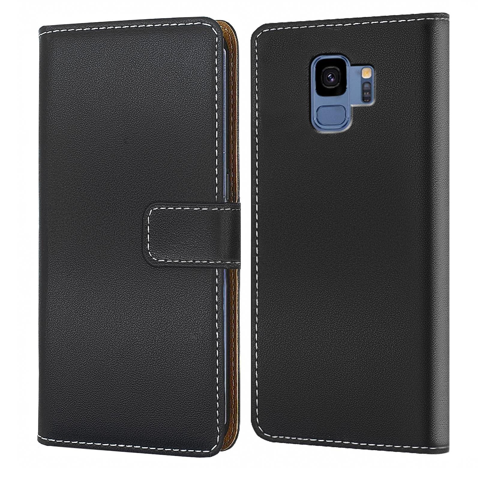 Numerva Handyhülle Bookstyle Etui Handytasche Schutzhülle für Samsung Galaxy S9 / S9 Plus, Klapphülle Flip Cover Schwarz