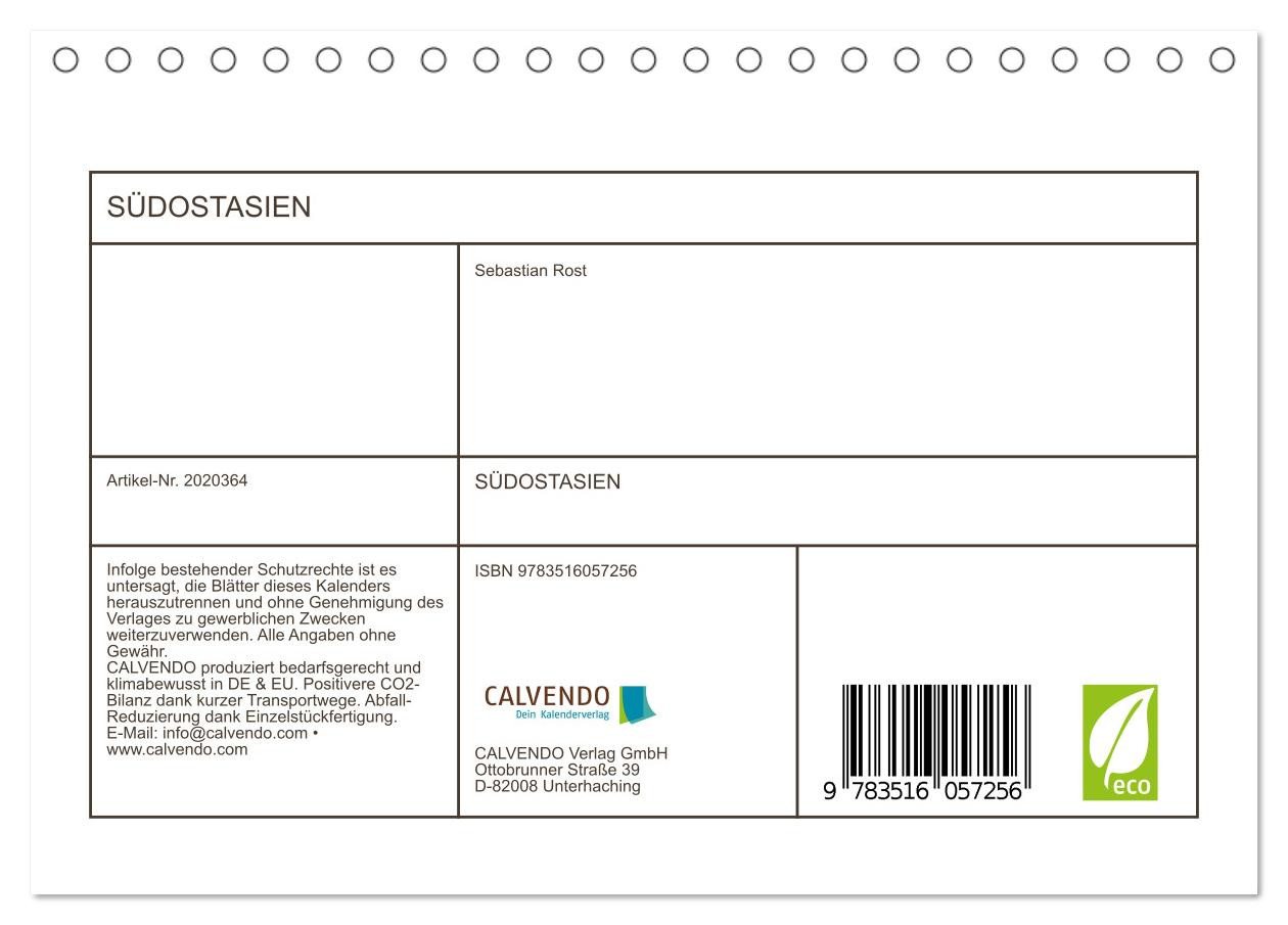 Thumbnail - CALVENDO Wandkalender SÜDOSTASIEN (Tischkalender 2026 DIN A5 quer), CALVENDO Monatskalender