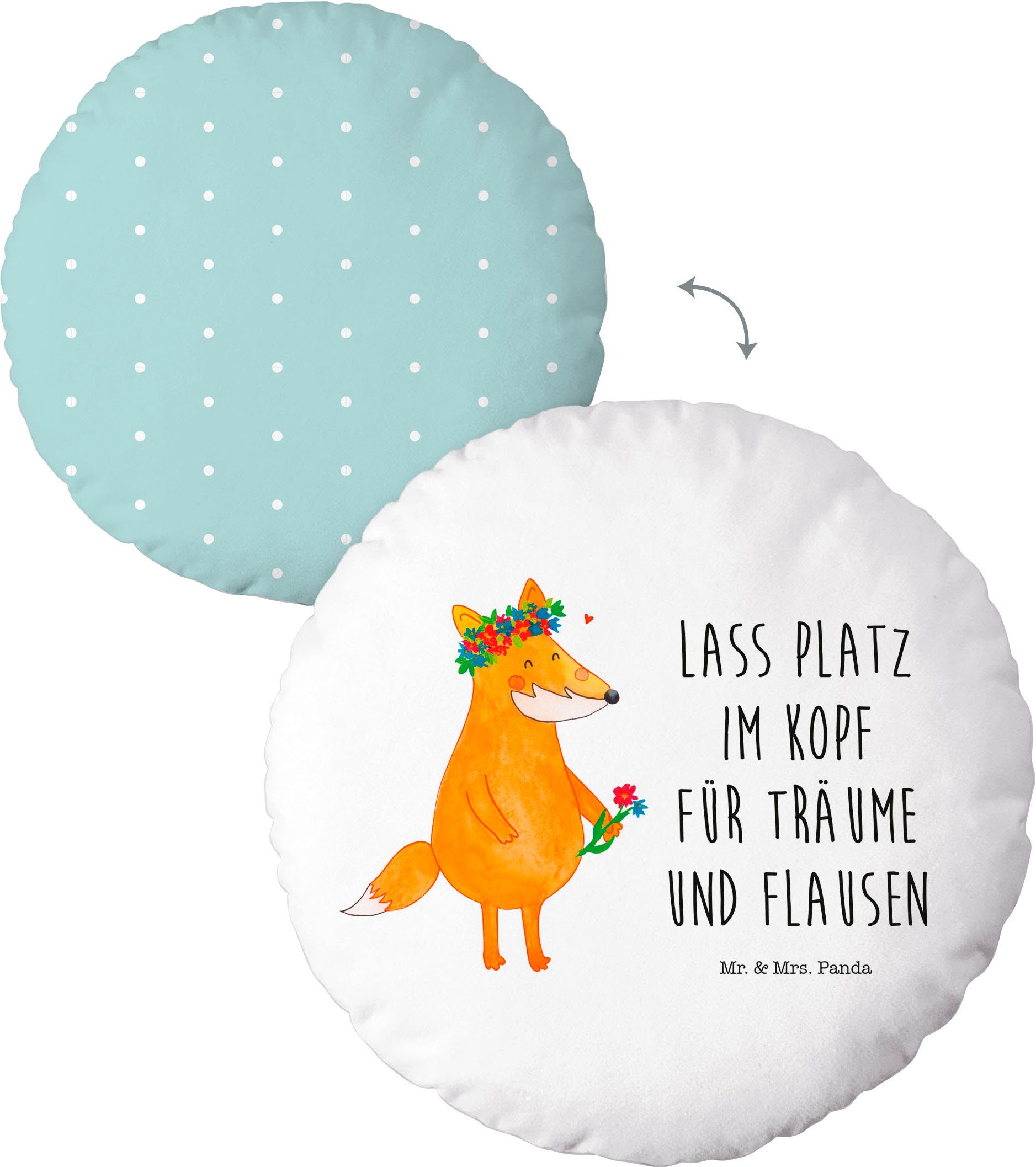 Dekokissen Mr.&Mrs. Panda "Lass Platz im Kopf", mit niedlichem Motiv und Schriftzug