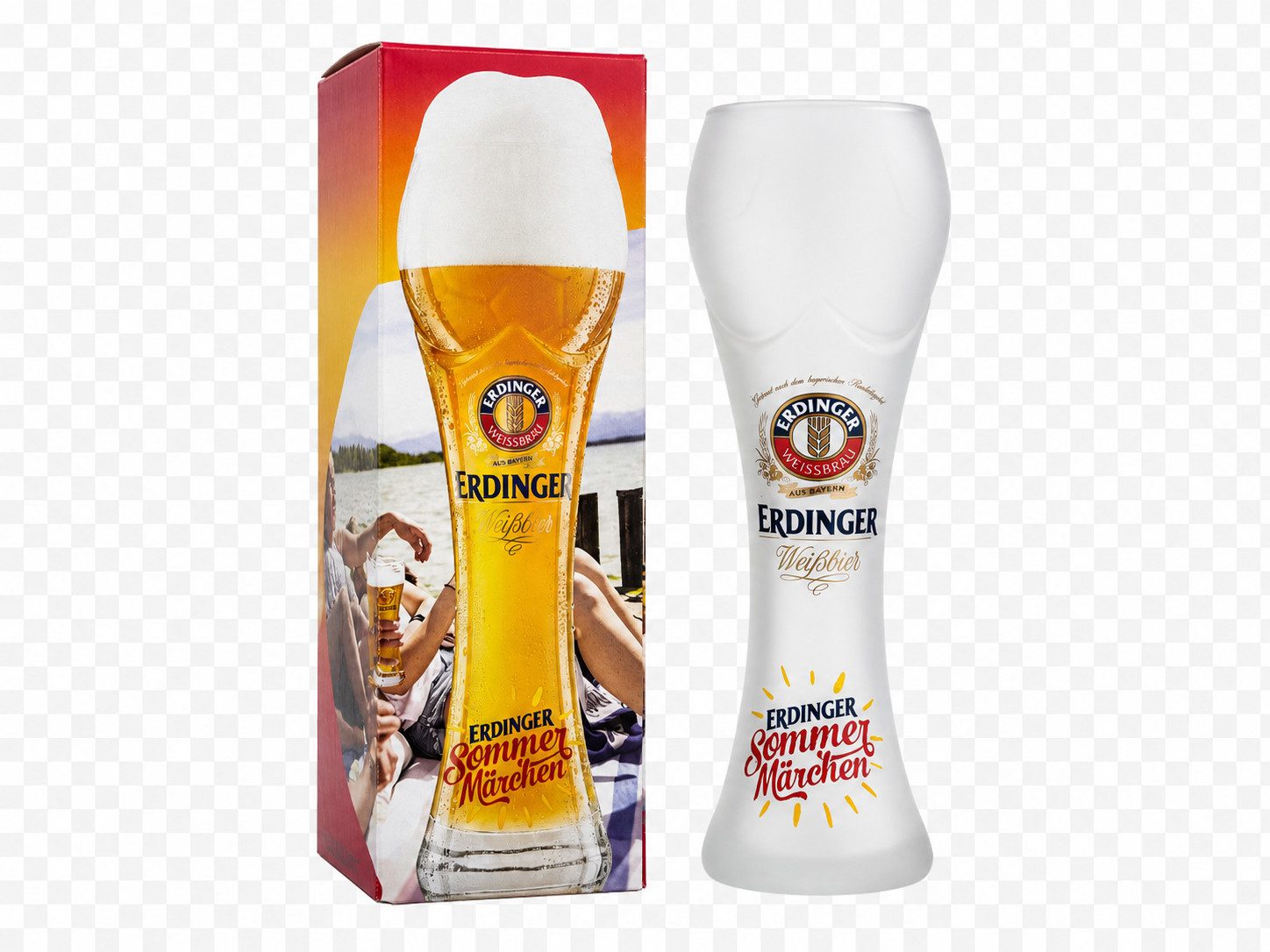 Erdinger Weißbier Bierglas Sommermärchen Pokalglas 0,5 l - Mattiertes Weißbierglas, 1-tlg., mit Geschenkverpackung, Limitierte Edition