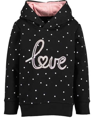 Blue Seven Kapuzensweatshirt Blue Seven Mädchen Sweatshirt Pullover Kapuze Love schwarz Punkte (1-tlg)