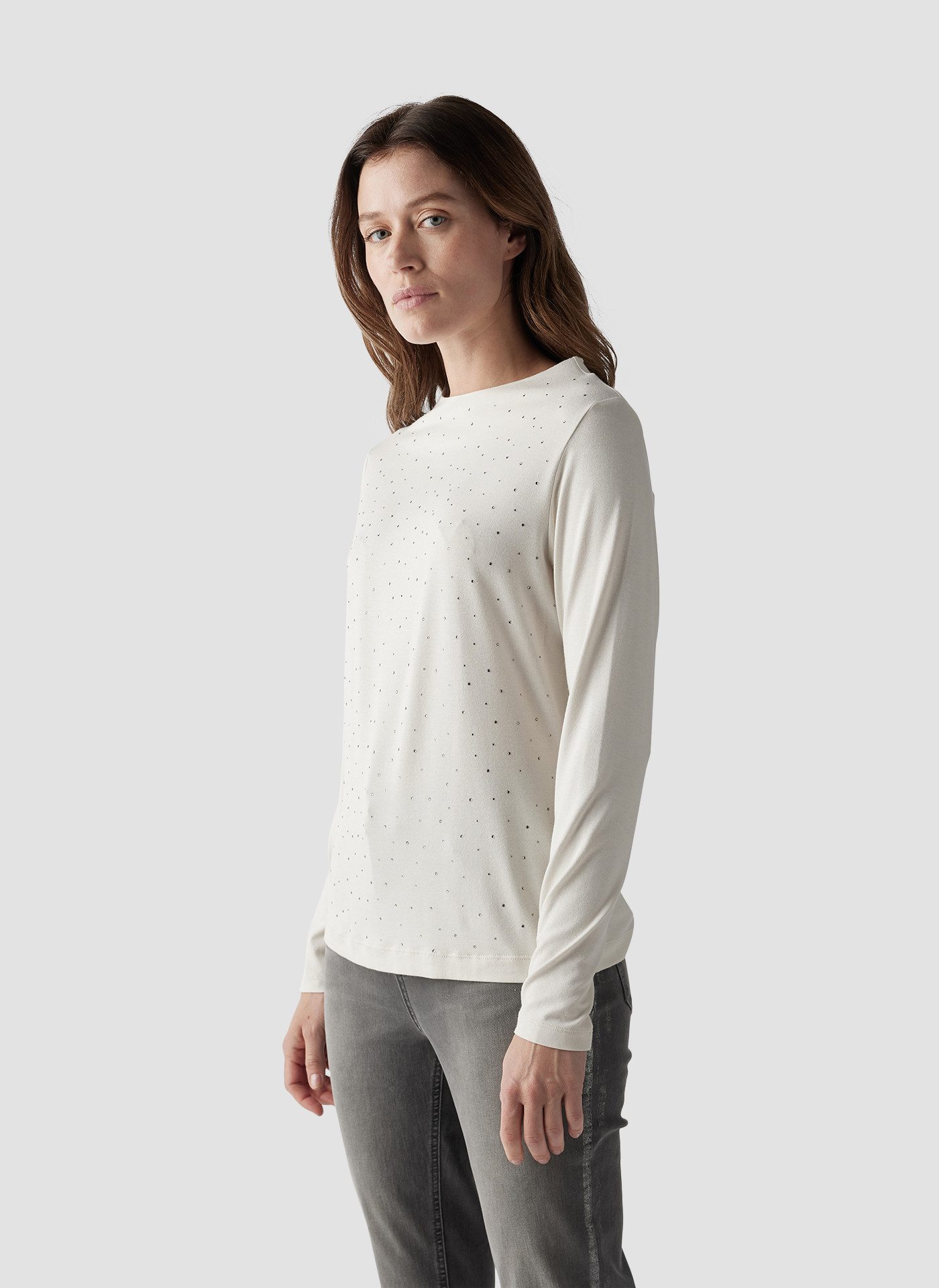 Print-Shirt LeComte Elegantes Langarmshirt mit Glitzerakzenten