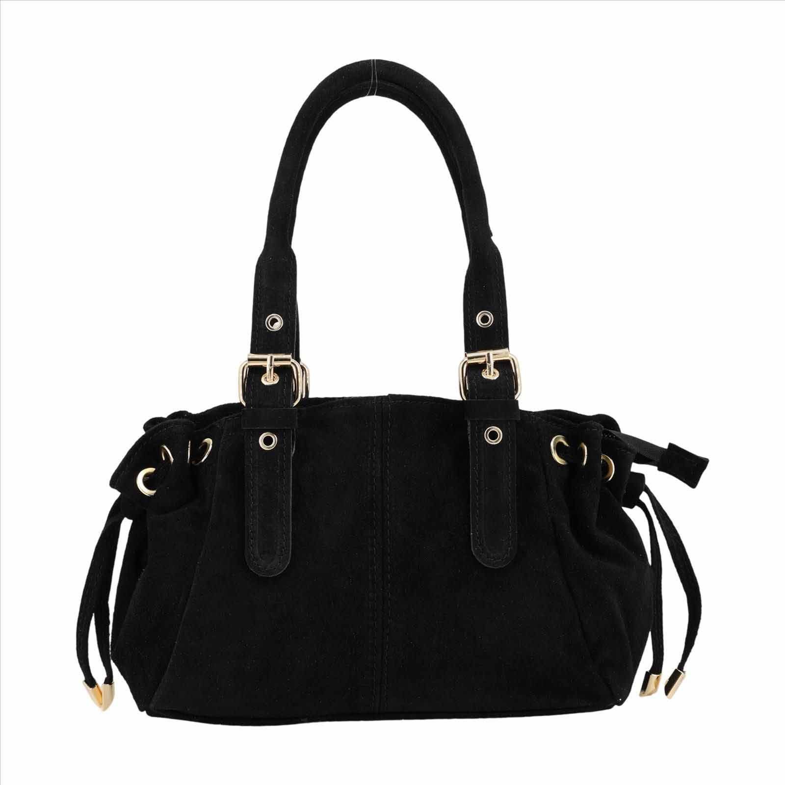 Schultertasche Made in Italy Damen Wildleder Tasche Tote Bag Shopper Umhängetasche