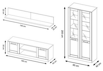 Feldmann-Wohnen Wohnwand Cozy, 3-teilig Artisan Rustikal