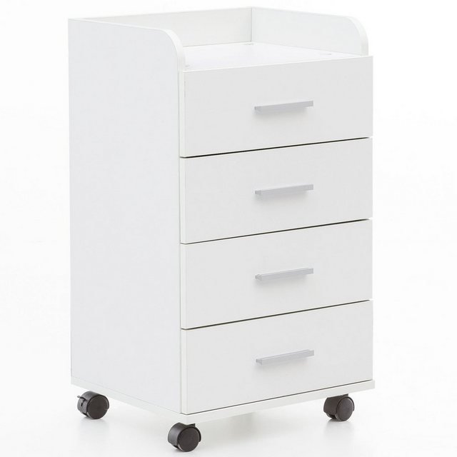 Wohnling Rollcontainer WL5.748, (Schreibtischcontainer 40x70,5x33 cm Weiß), Rollschrank 4 Schubladen, Bürocontainer mit Rollen  - Onlineshop Otto
