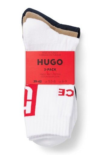 HUGO Freizeitsocken 3-Paar) HUGO SINCE93 CC Miscellaneous Open QS 3P Schriftzug (Packung, 963 mit