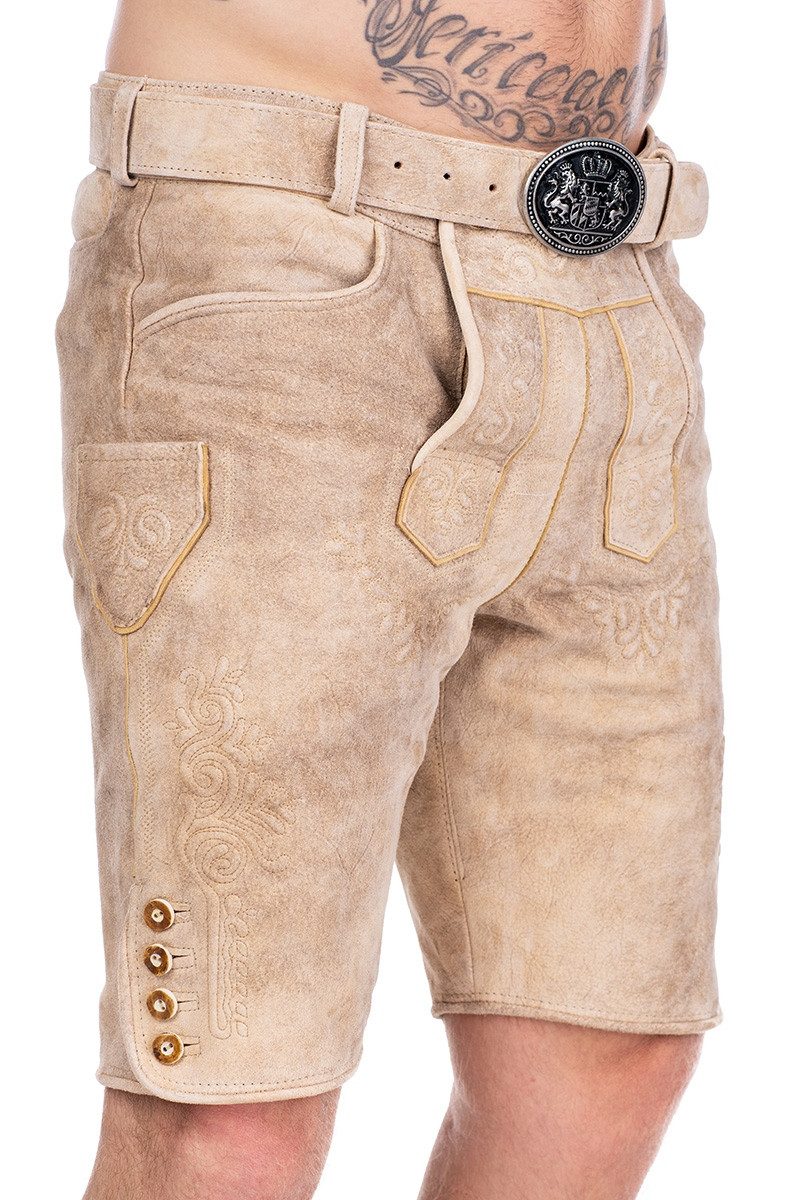 Maddox Trachtenlederhose Lederhose Herren kurz - RONN - natur antik