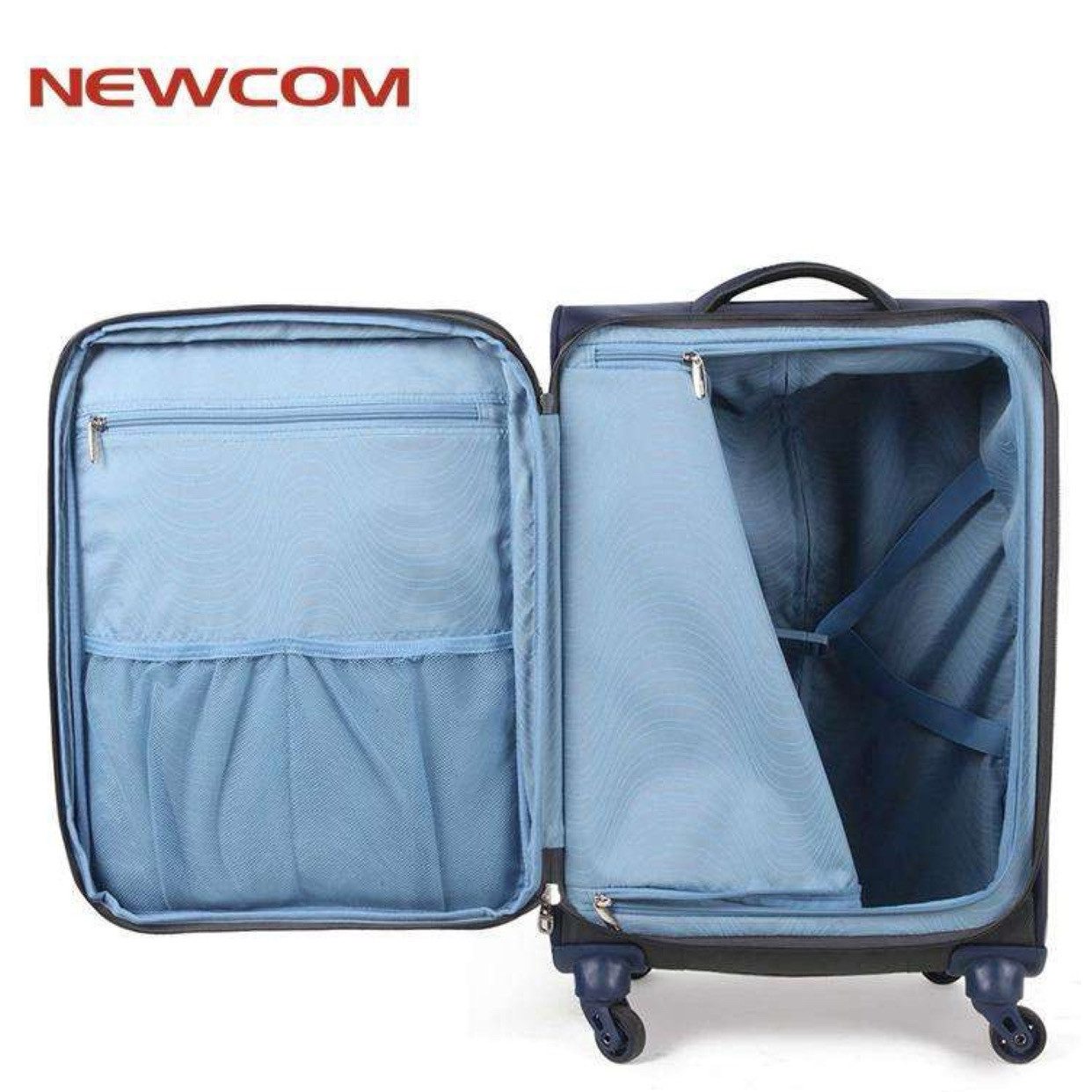 NEWCOM Weichgepäck-Trolley Design Stoffkoffer / Reisekoffer / Weichschalenkoffer, 4 Rollen, 20 Zoll, Blau, Super Leicht, Haltbar Weichgepäck