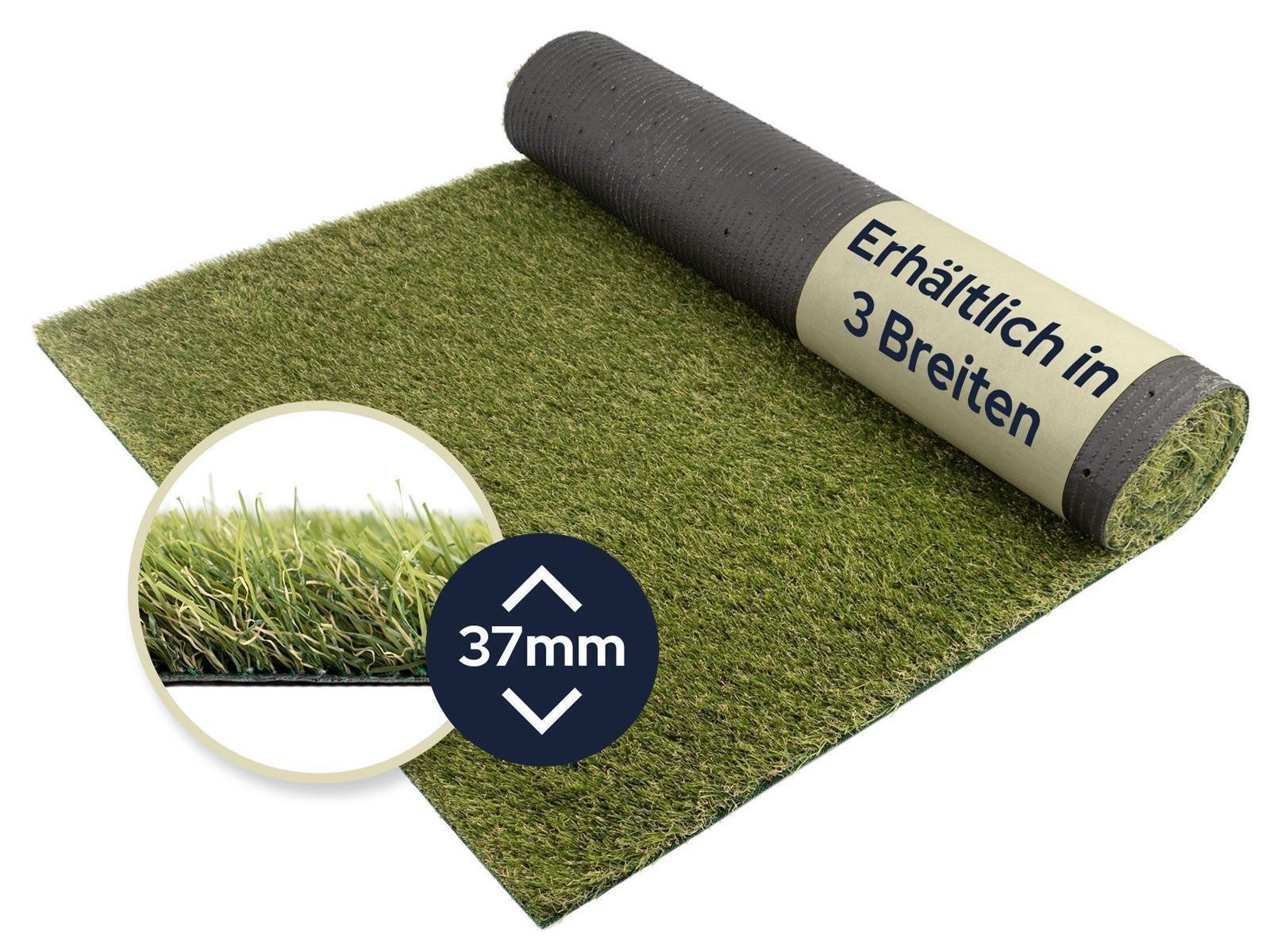 Kunstrasen ALABAMA 4,m x0,5m 30mm hoch Meterware, Rasenteppich