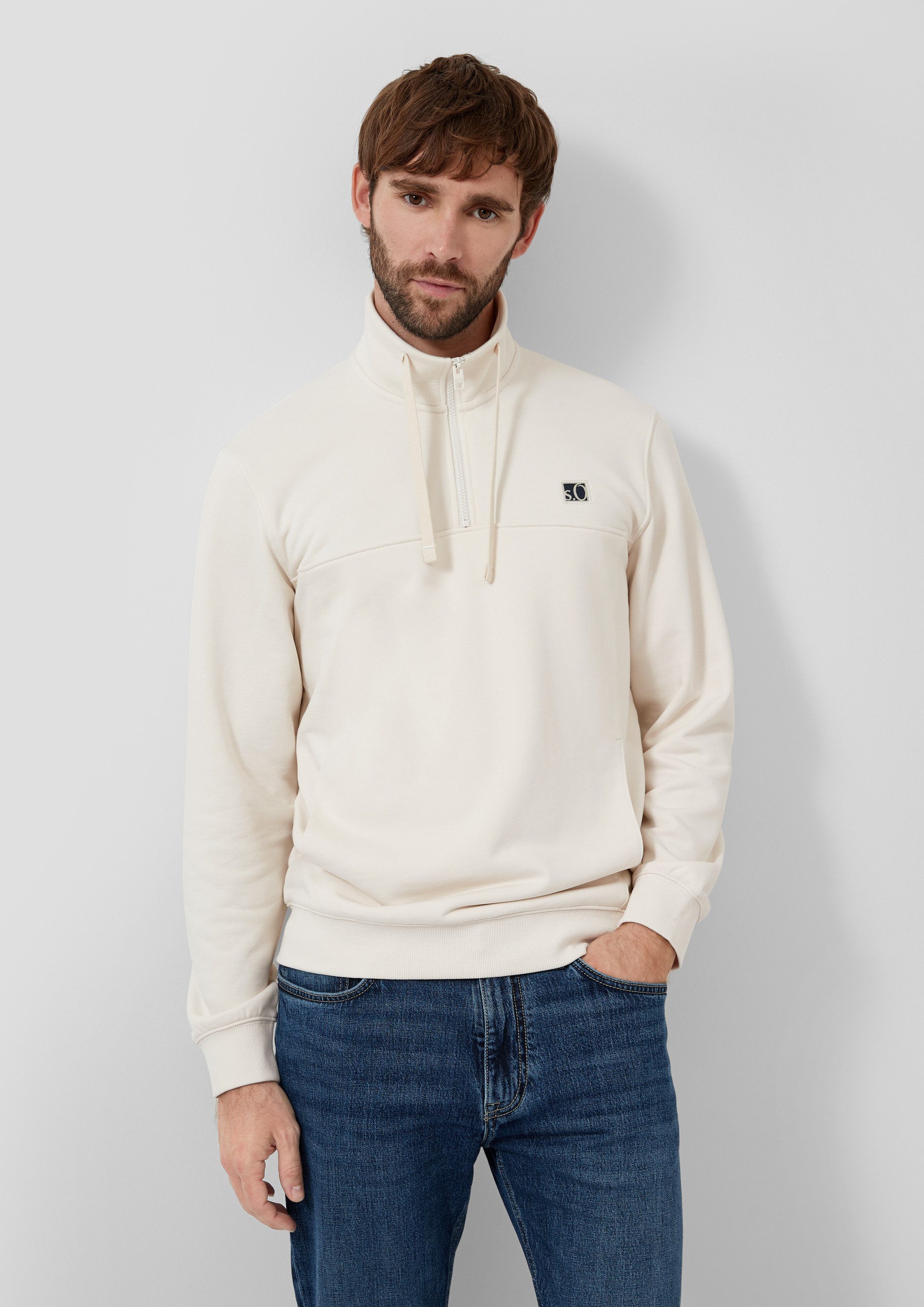 s.Oliver Sweatshirt Sweatshirt Sweatshirt mit Eingrifftaschen und Label-Patch