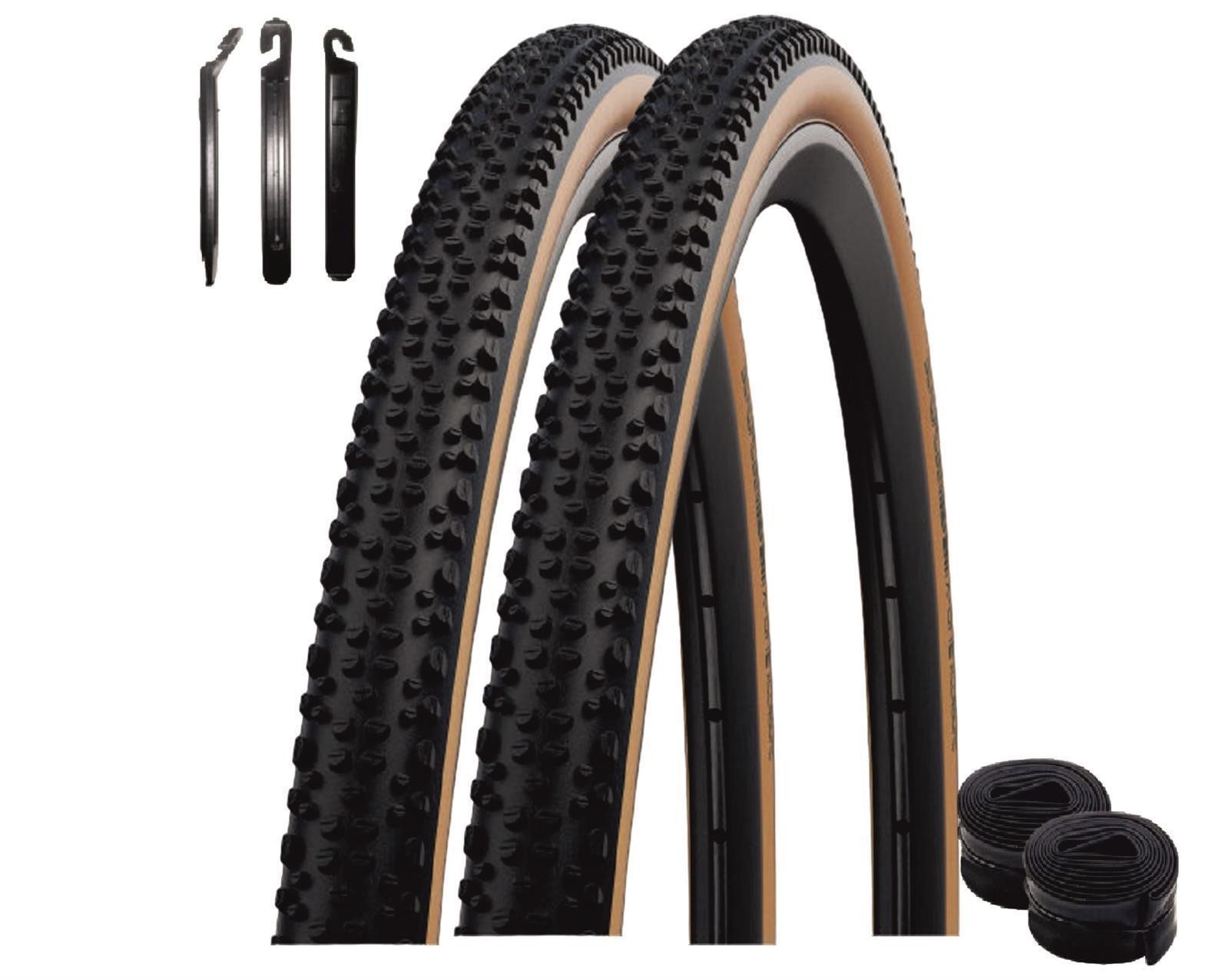 maxxi4you Fahrradreifen 2 x Faltreifen Schwalbe TLE X-One bronze 28 x 1.30 + 2 x SV17 inkl. RH