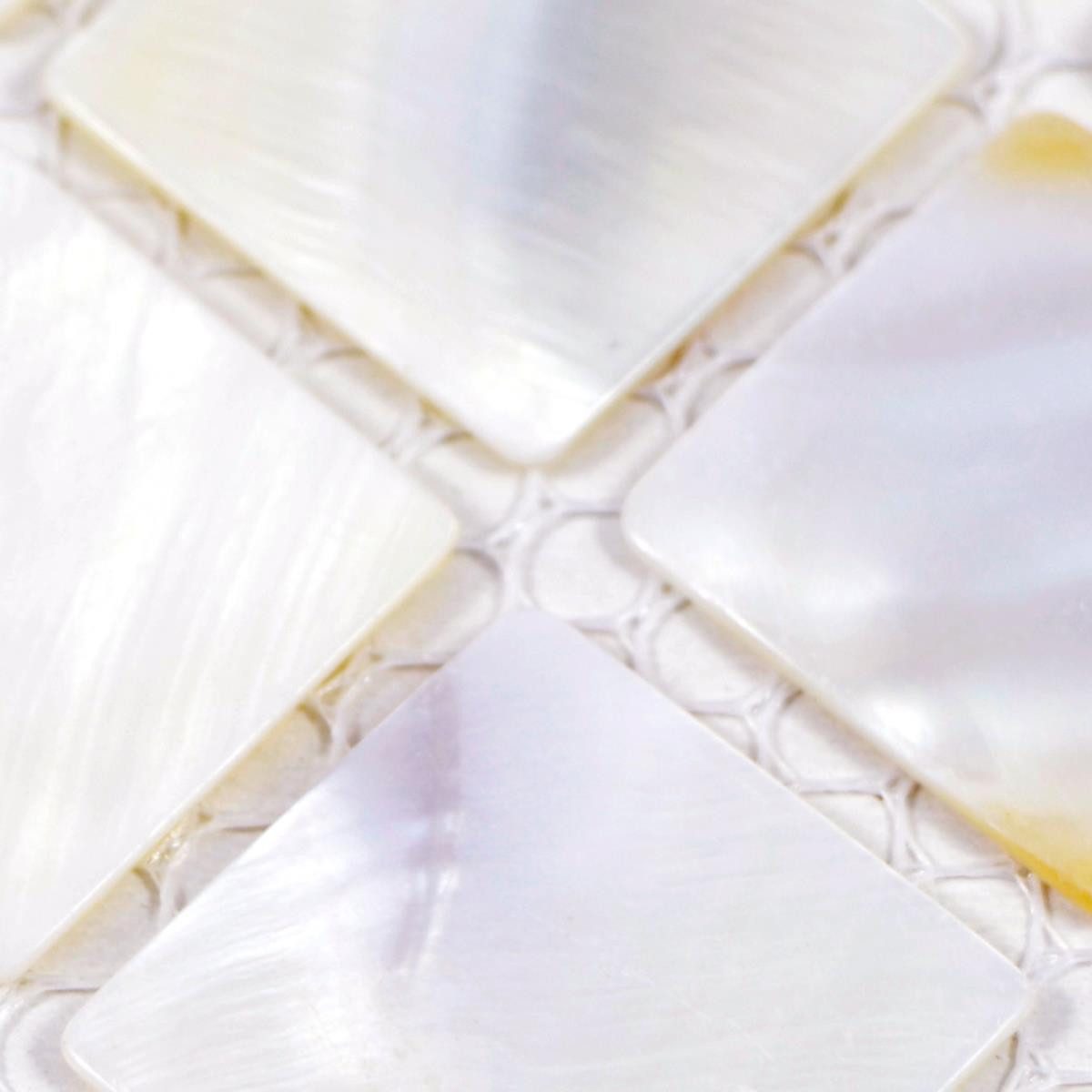 Mosafil Mosaikfliesen Muster von Mosaikfliesen Perlmutt Xenia, Perlmutt 10.000x10.000, weiß, Verlegefertig auf ein Netz geklebt