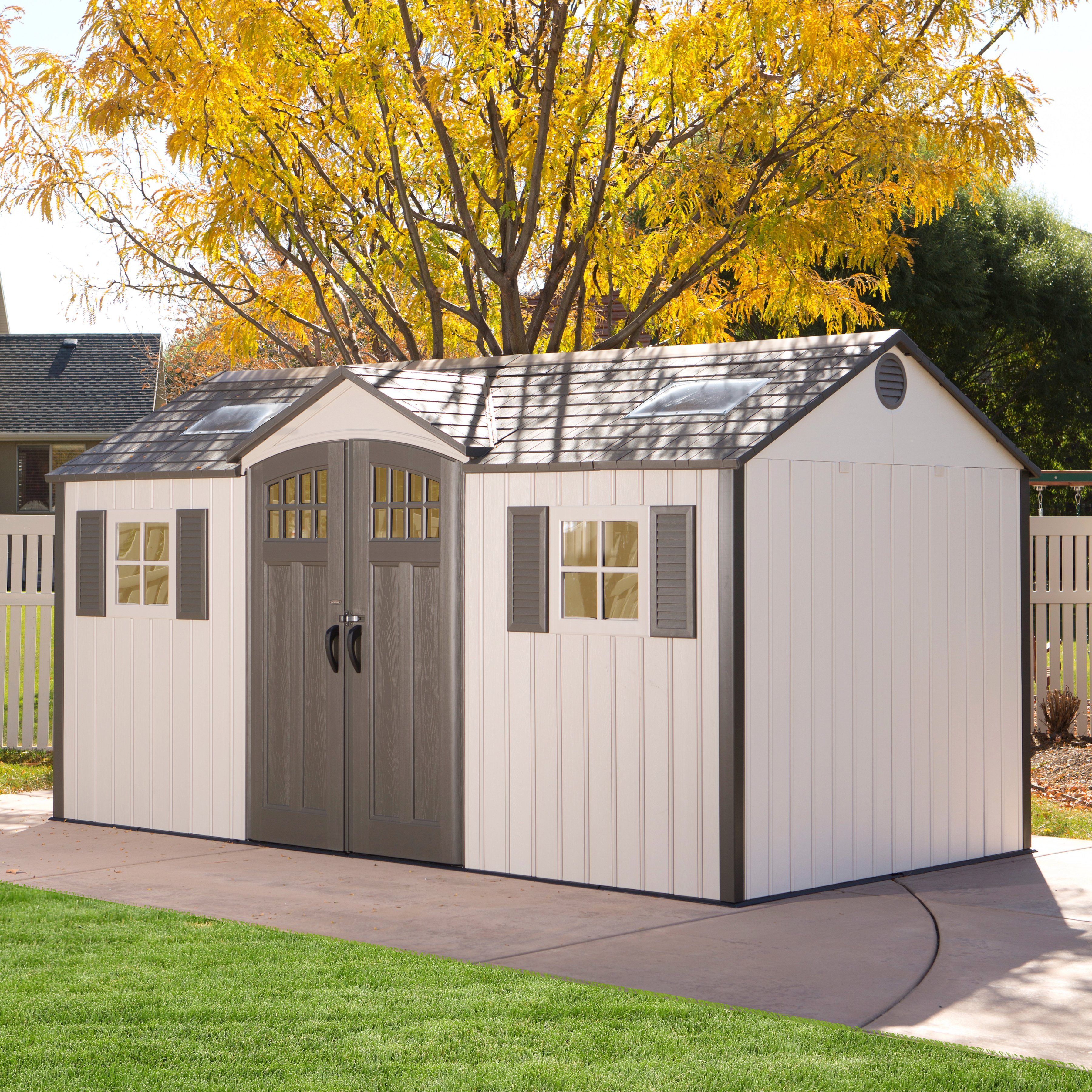 Lifetime Gerätehaus Castle, BxT: 457x244 cm, (Set), Kunststoff, inkl. Fußboden, Regale und Werkzeugtasche