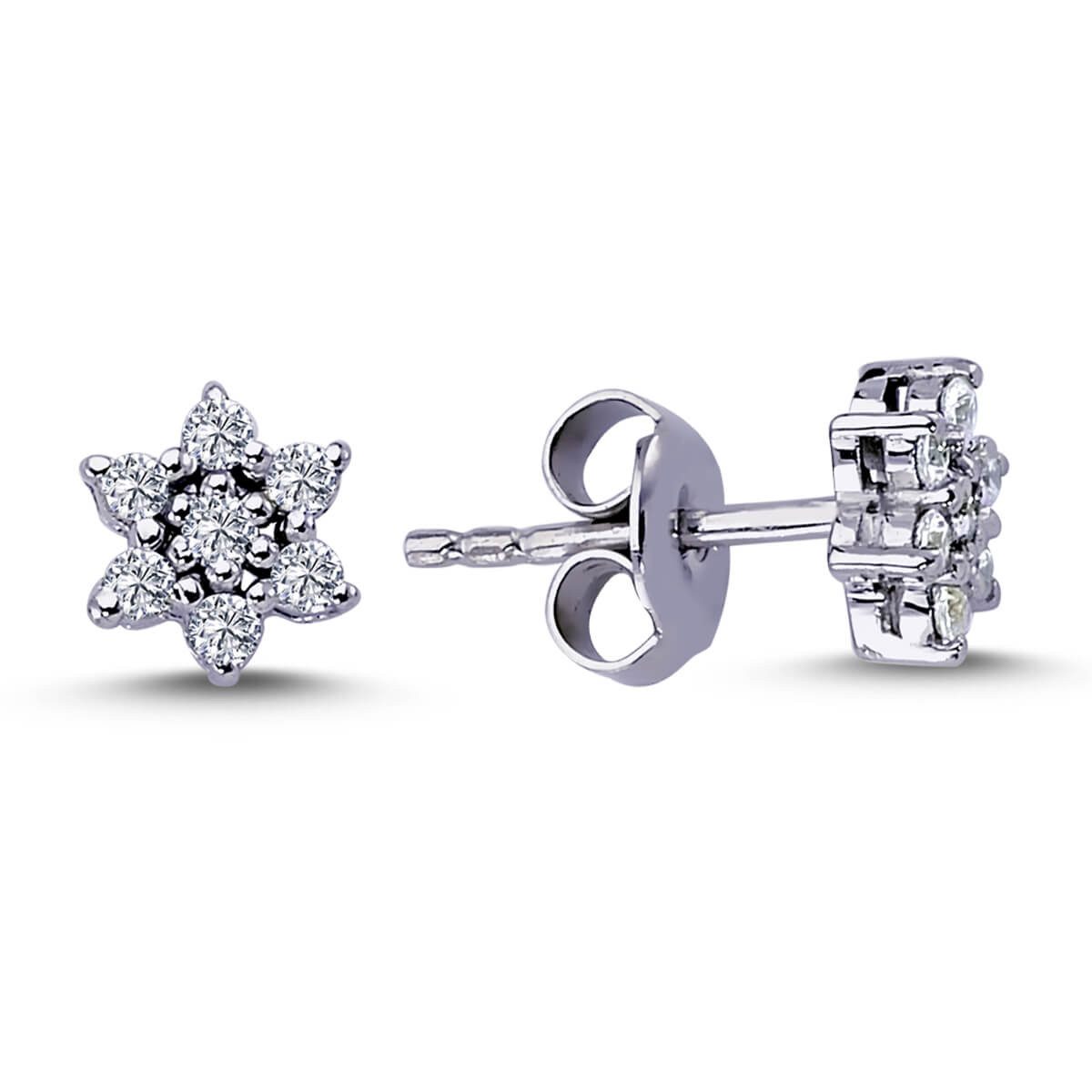 EinStein Diamant Ohrring-Set, Diamant Blume Ohrringe 14 Karat 585`er Weißgold