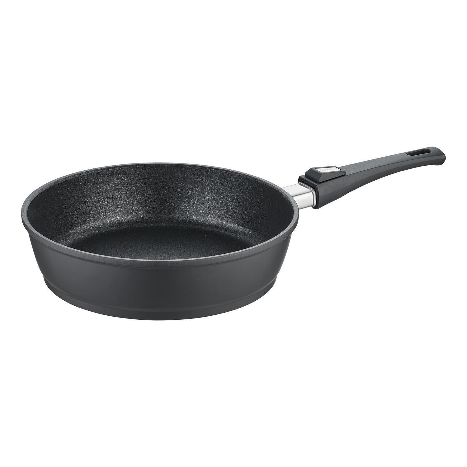 Berndes Schmorpfanne VARIO CLICK, Ø 28 cm, Schwarz, Antihaftbeschichtet, Aluminiumguss, inkl. Kunststoffgriff mit Klicksystem, Induktion