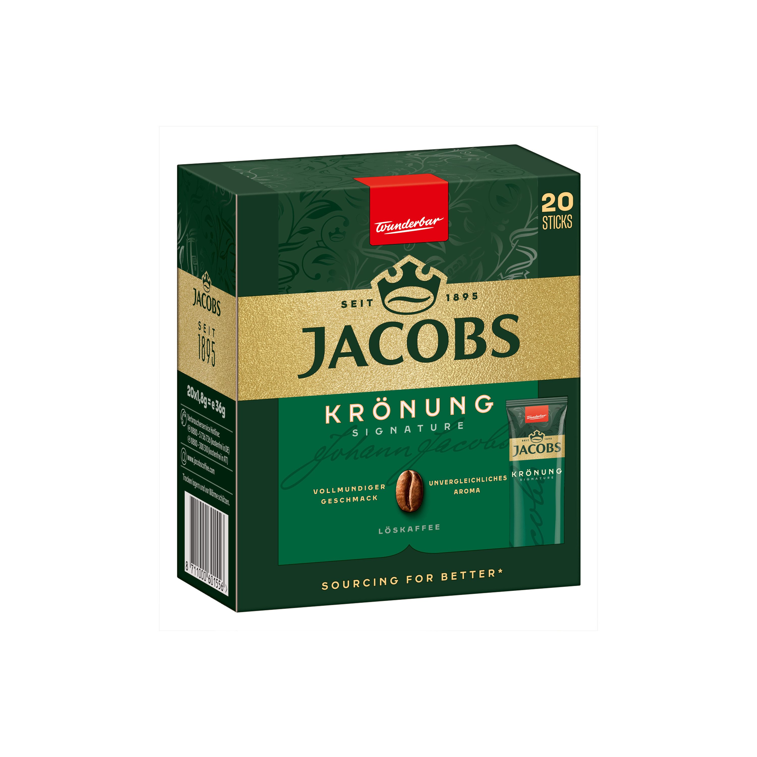 JACOBS Kaffee Löskaffee Typ Krönung 12 x 20 Getränke Sticks, (Packung, 12er Pack)