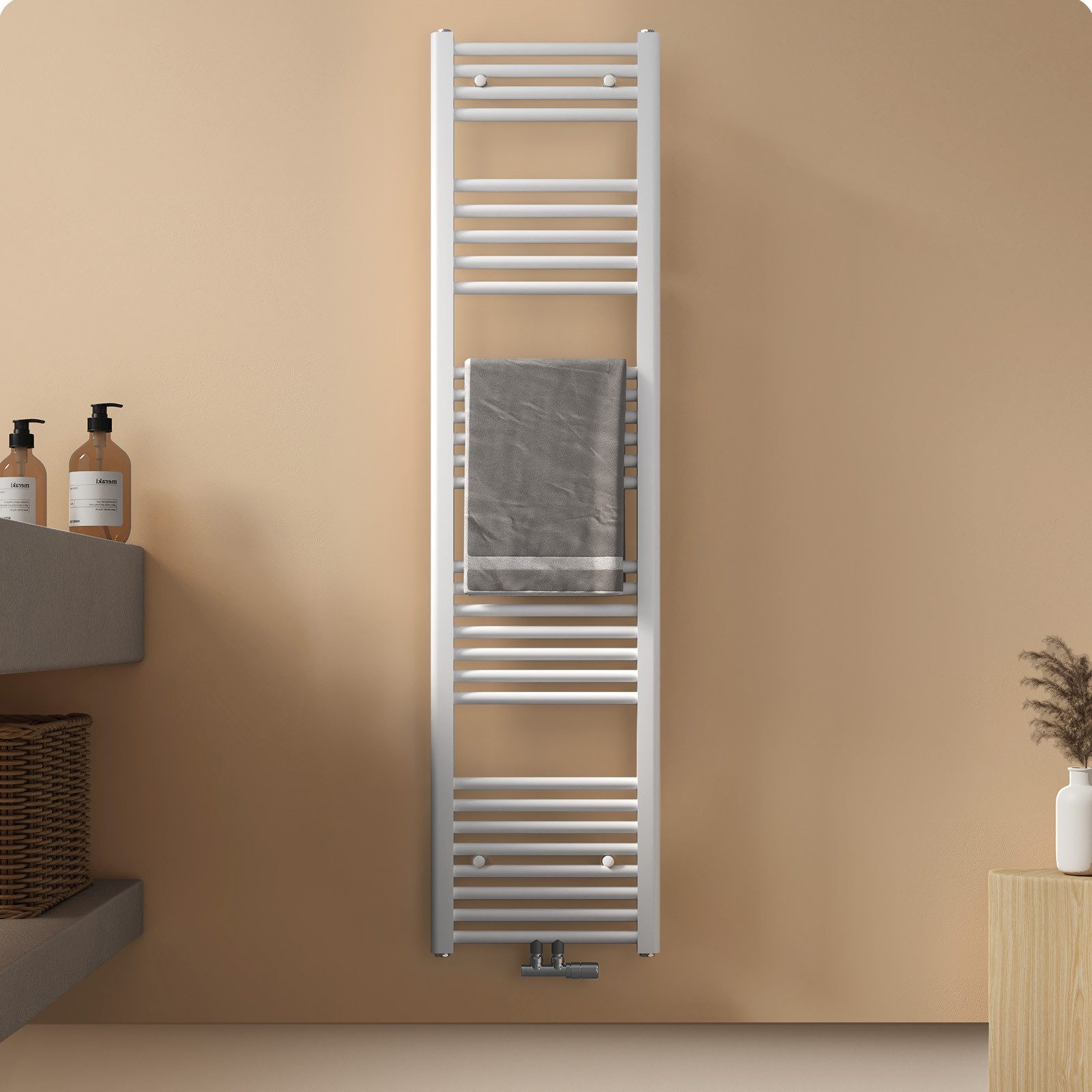EMKE Badheizkörper Handtuchtrockner Handtuchwärmer Mittelanschluss, Weiß Ba günstig online kaufen