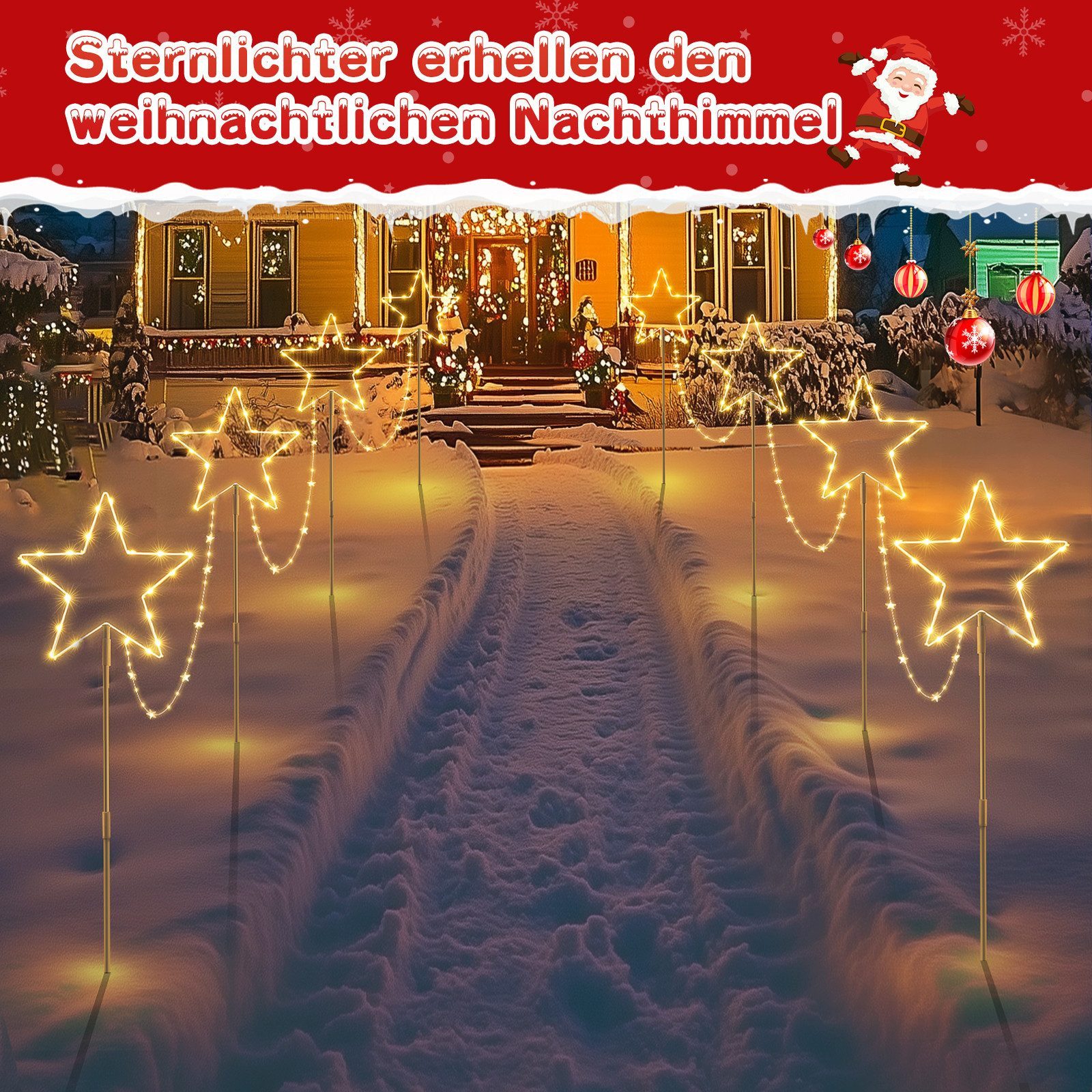 Elegear Lichterkette Weihnachtsdeko LED Sternlichter 4er günstig online kaufen